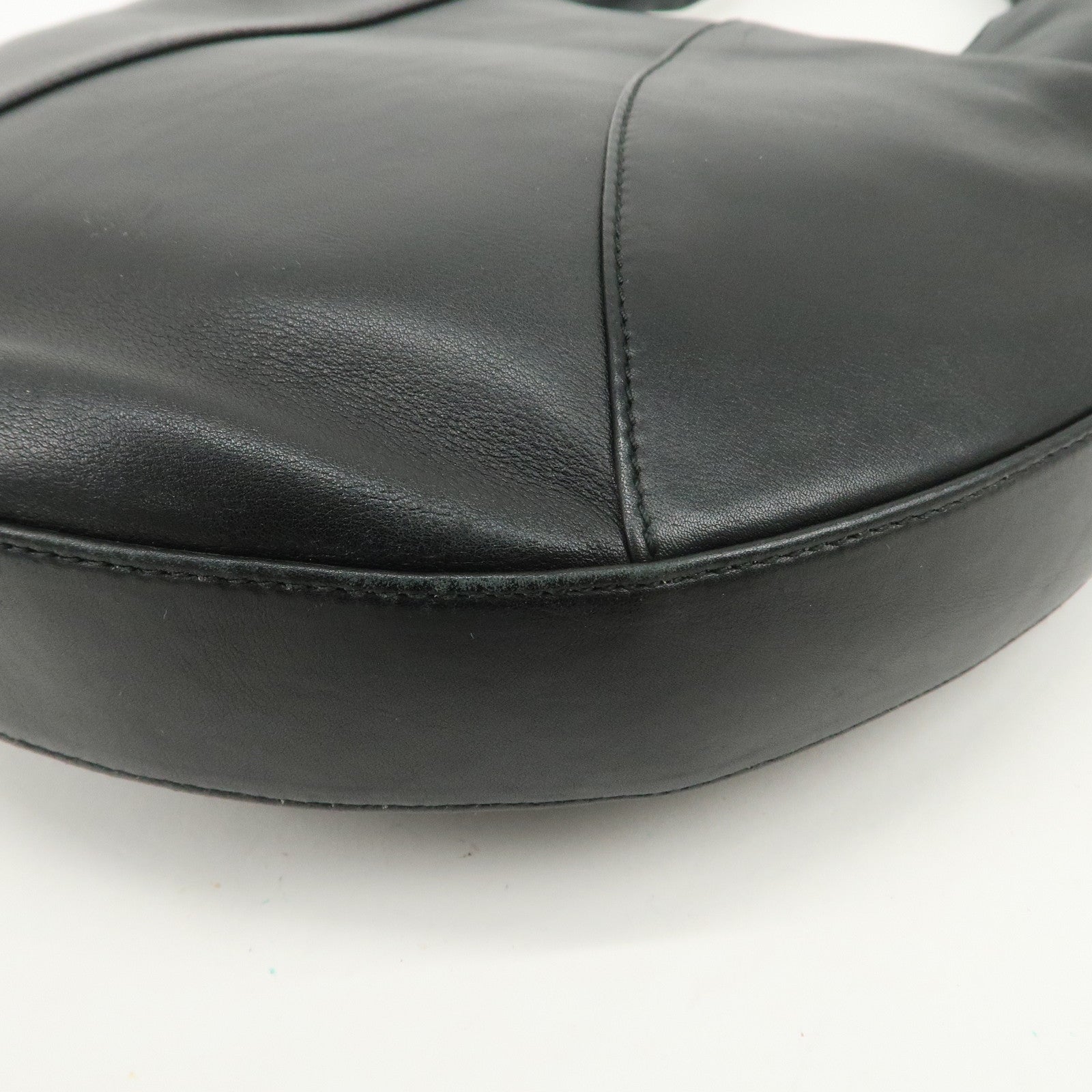 BVLGARI Leather Shoulder Bag Hand Bag Black Silver