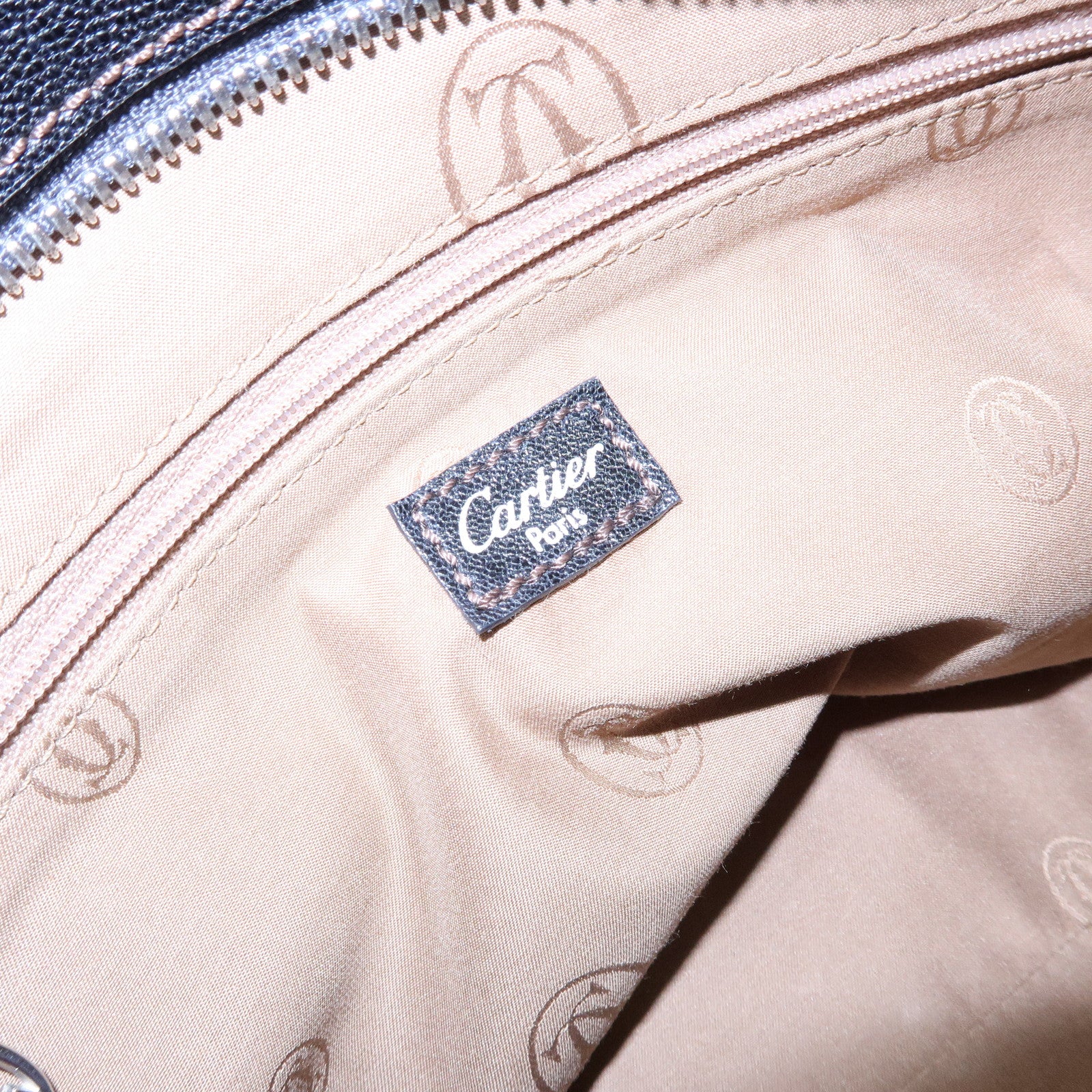 Cartier Marcello de Cartier Leather Hand Bag Tote Bag Black