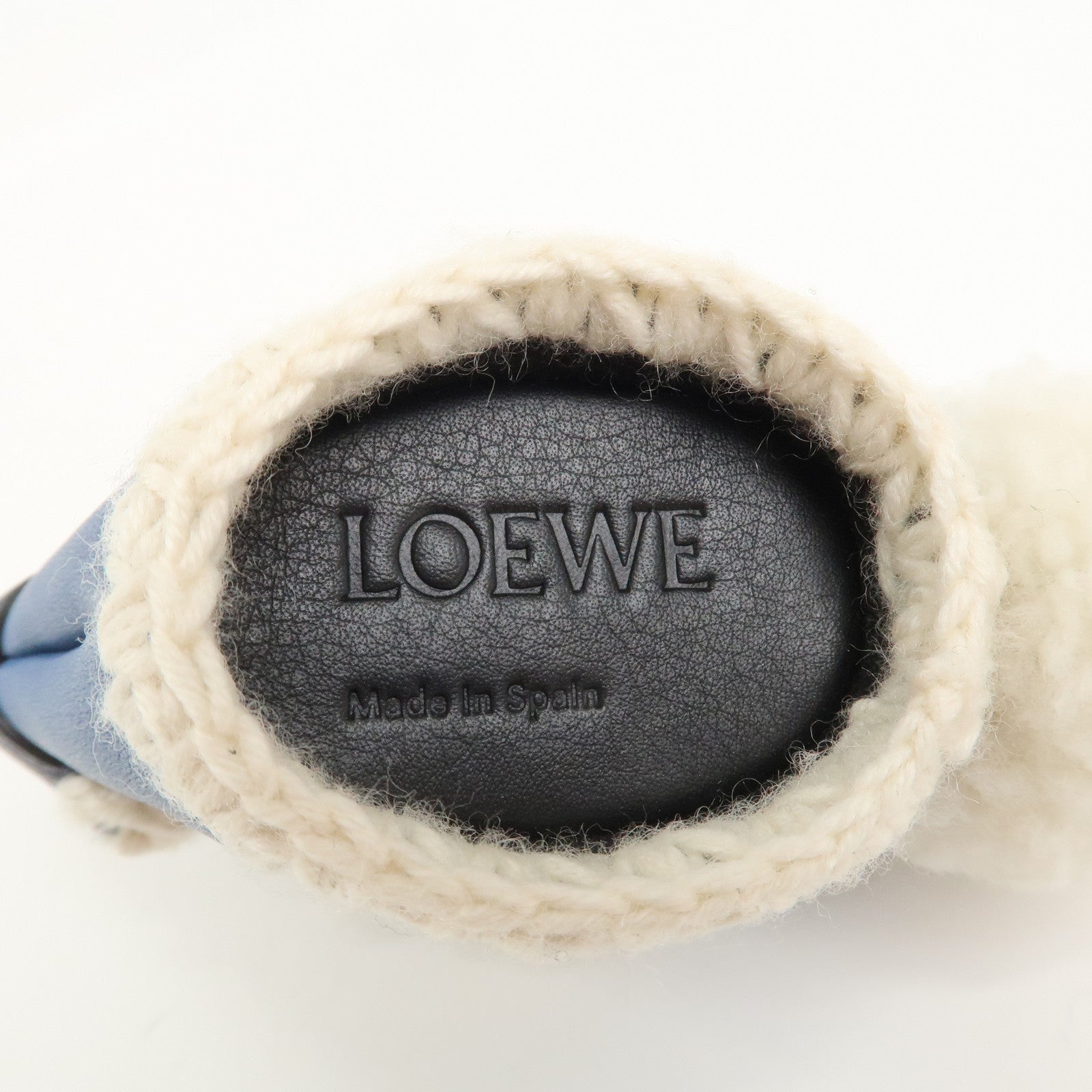 LOEWE Rabbit Motif Leather Coin Case Charm Key Chain Blue