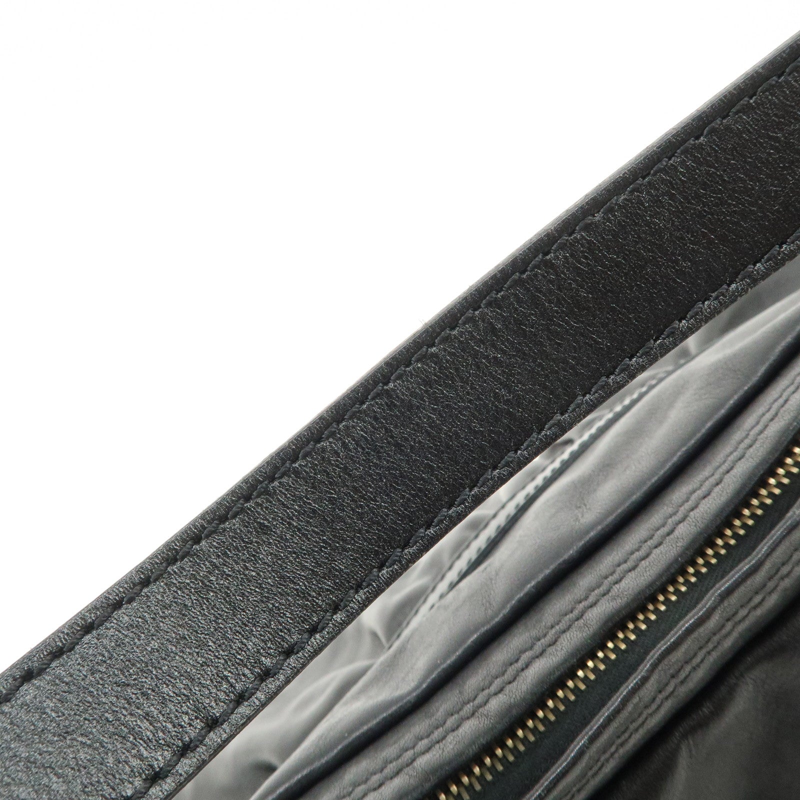 FENDI Leather Shoulder Bag Hand Bag Black Gold Hardware 8BR344 Used