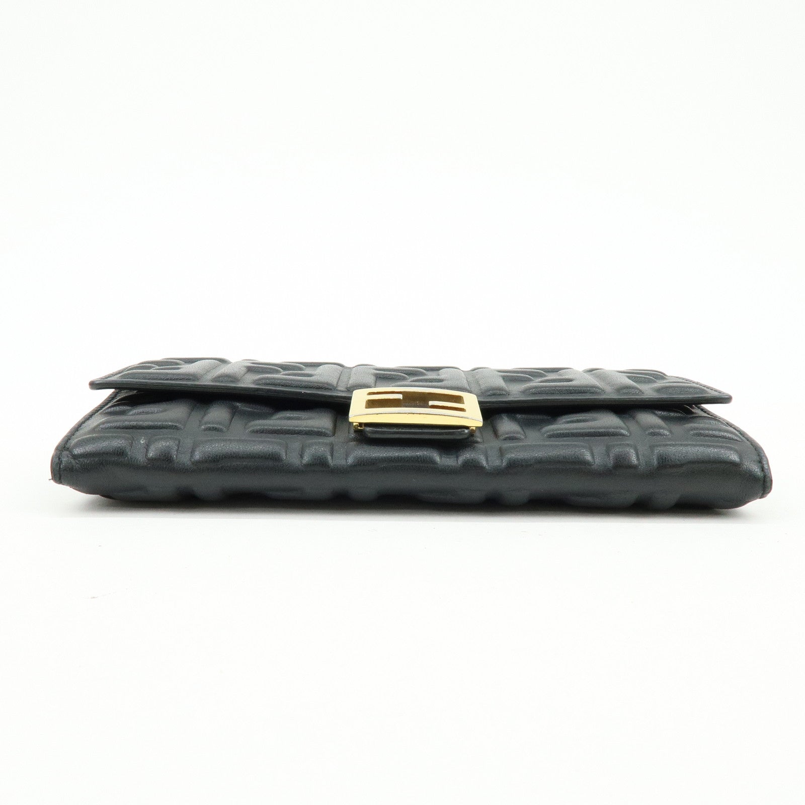 FENDI Zucca Leather Continental Long Wallet Black 8M0251