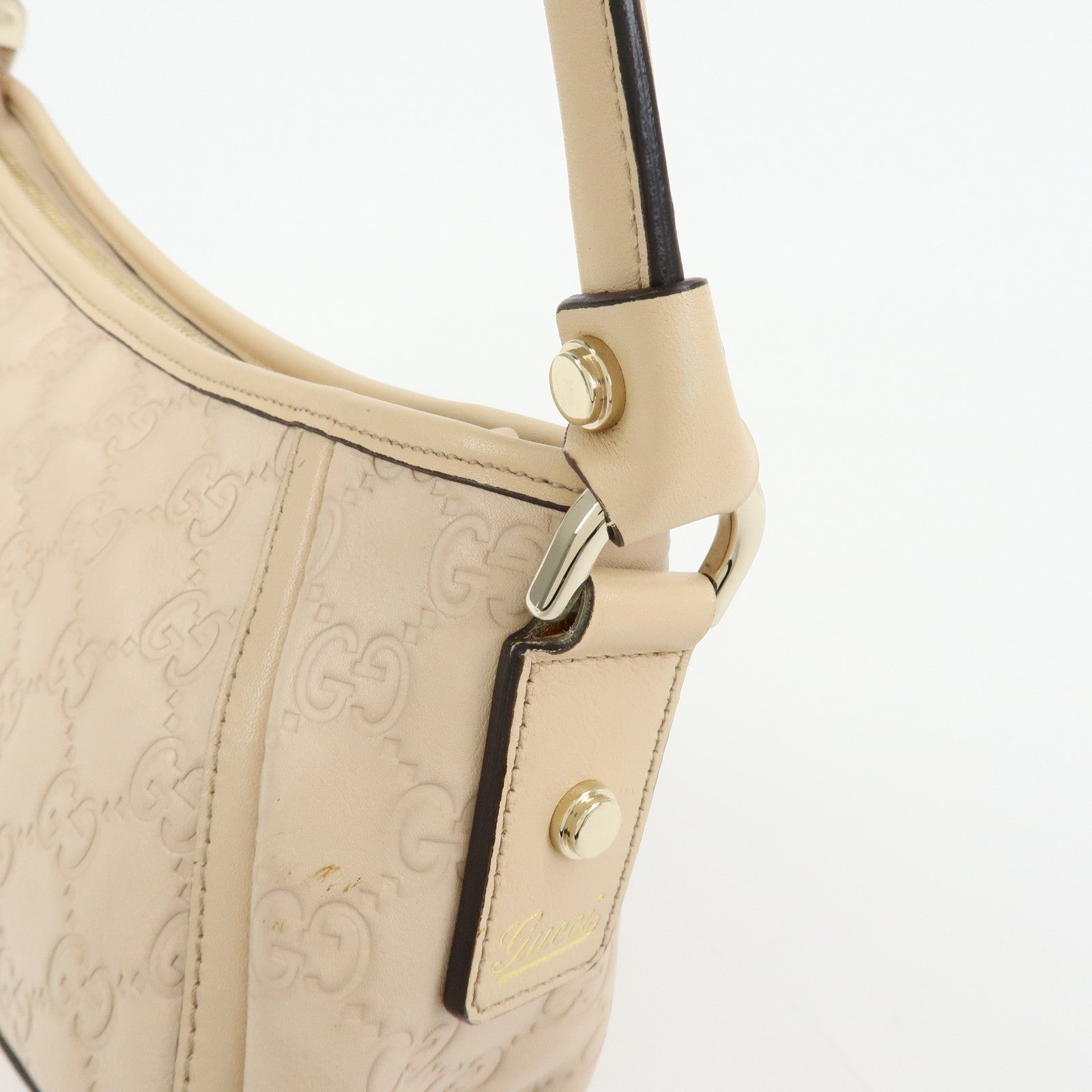 GUCCI Abbey Guccissima Leather Hand Bag Shoulder Bag Beige 130939