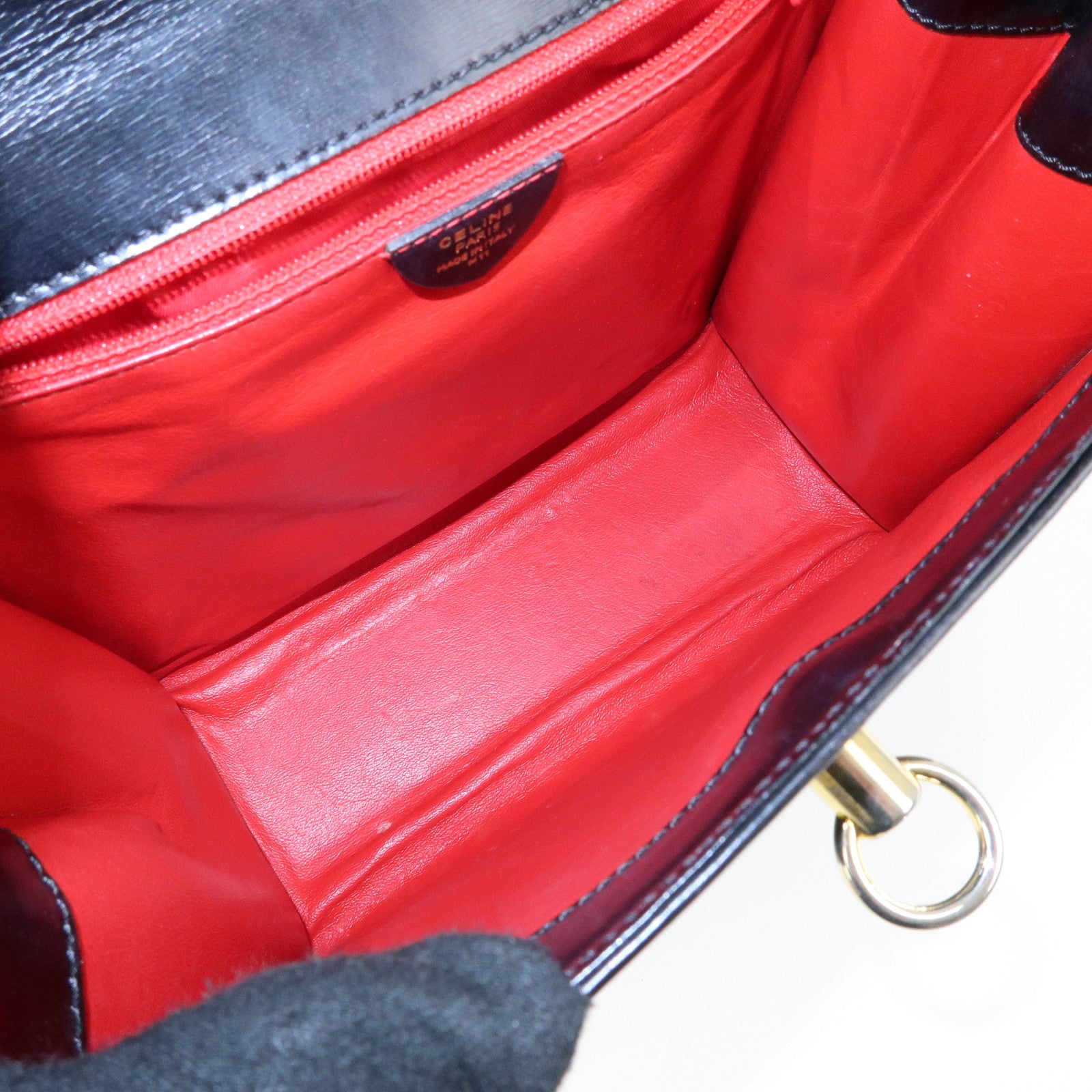 CELINE Leather Top Handle 2Way Hand Bag Shoulder Bag Black