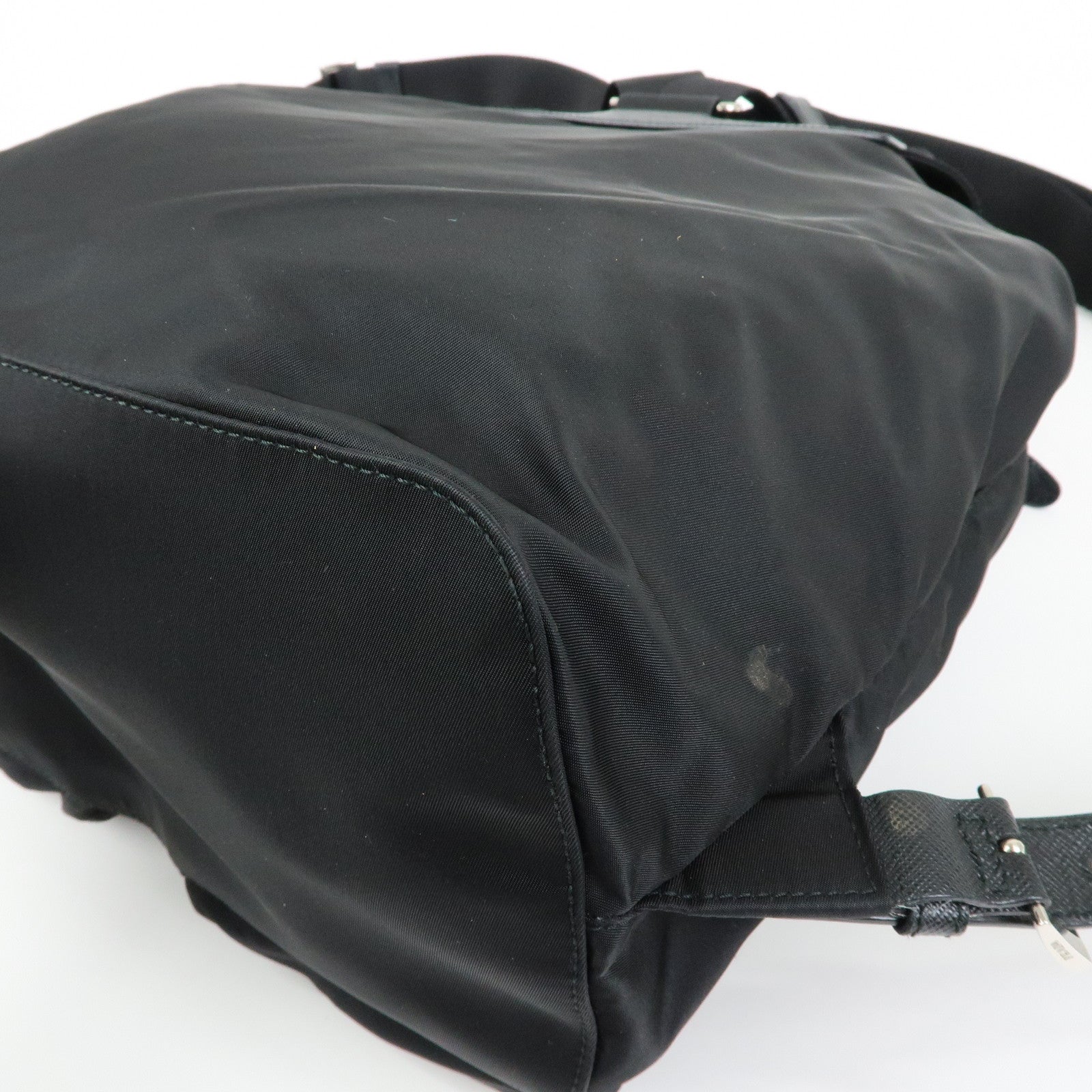 PRADA Triangle Logo Nylon Saffiano leather Backpack Rucksuck Black