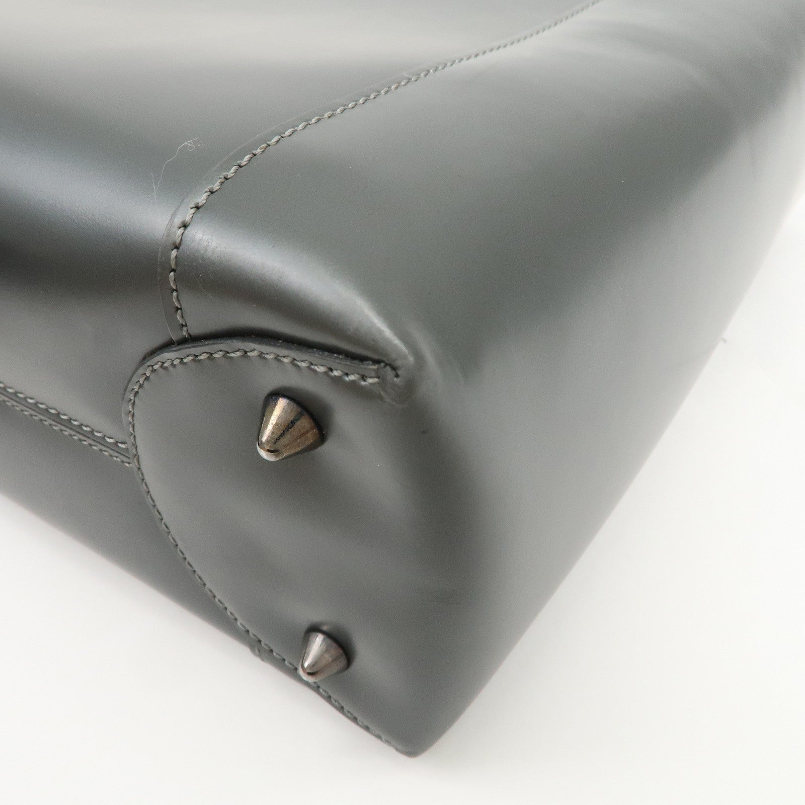 Christian Dior Maris Pearl Logo Leather Hand Bag Gray