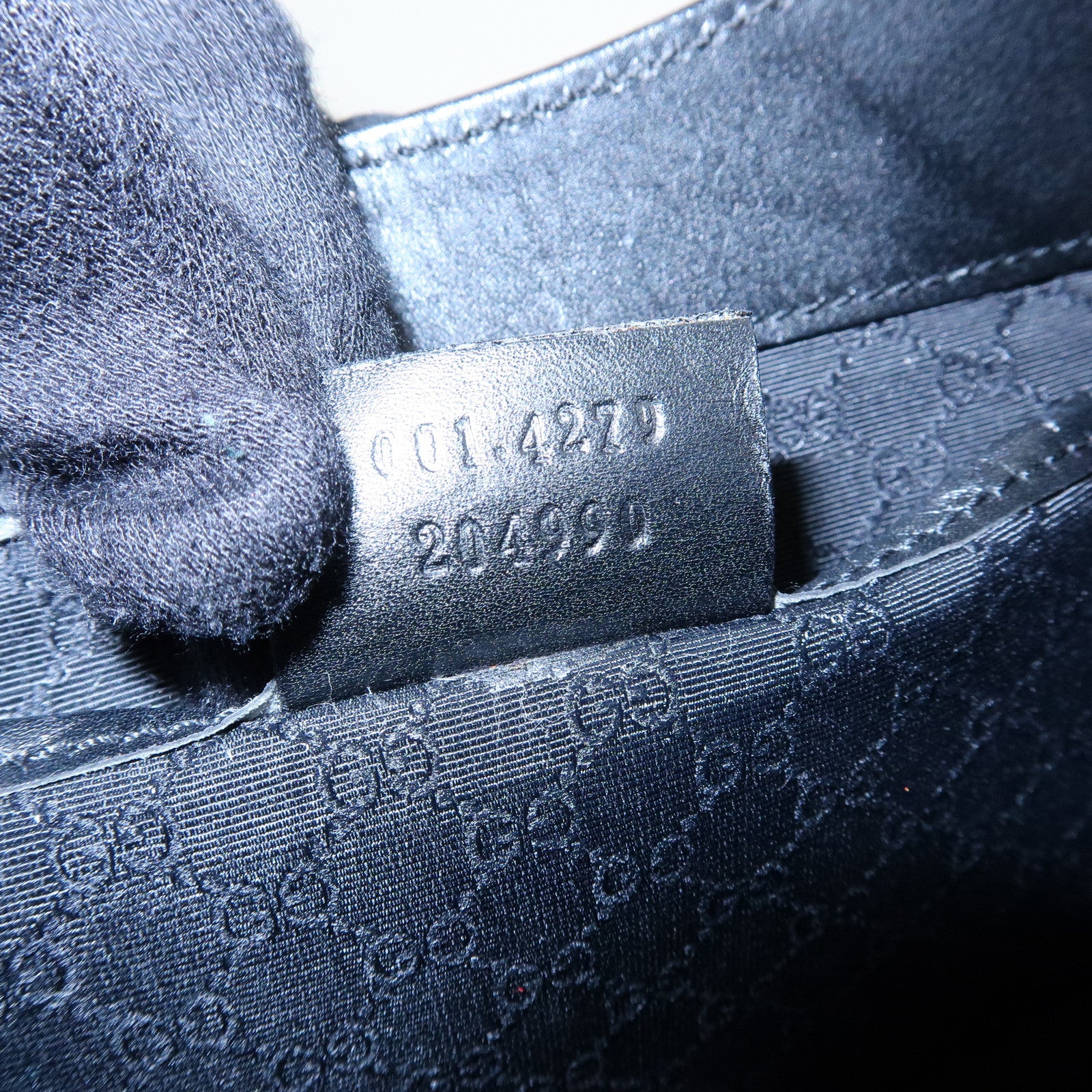 GUCCI Logo Plate Leather Hand Shoulder Bag Black 001・4279・204990