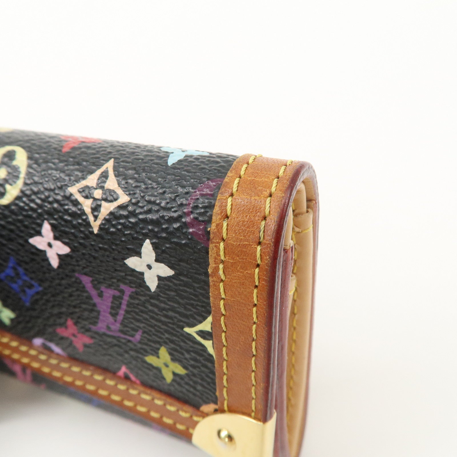 Louis Vuitton Monogram Multicolor Porte Monnaie Plat Coin Case Noir M92656 Used