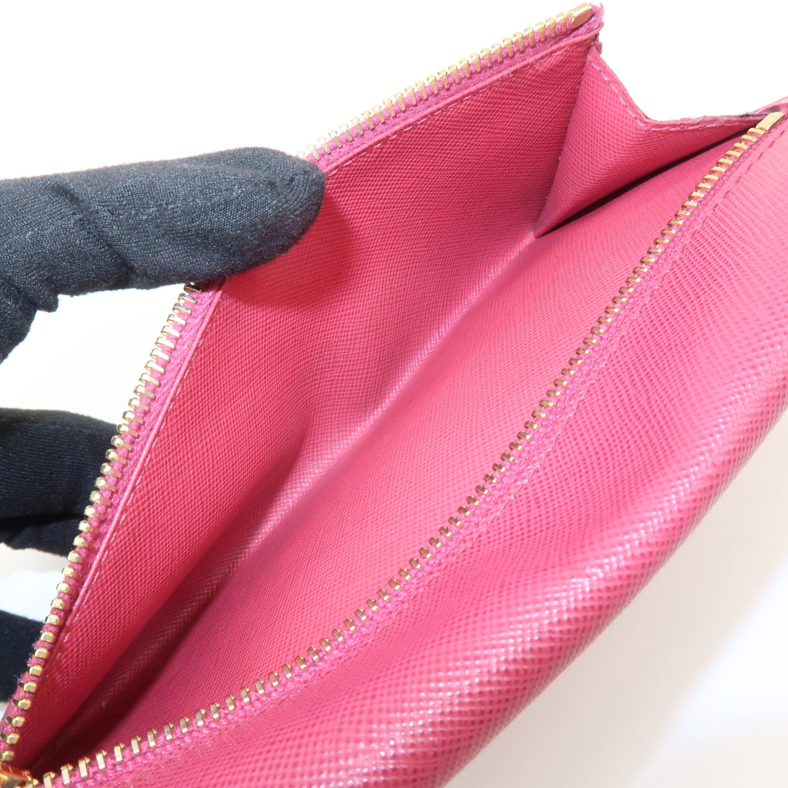 PRADA Saffiano Leather Pouch Document Folder Wallet Pink 1MF003