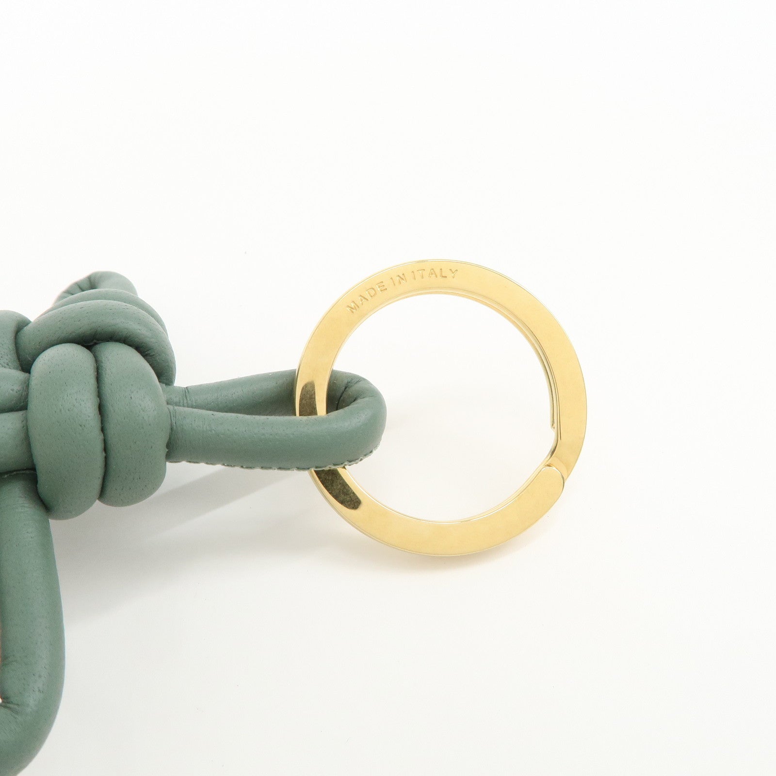 BOTTEGA VENETA Metal Leather Bag Charm Key Charm Green