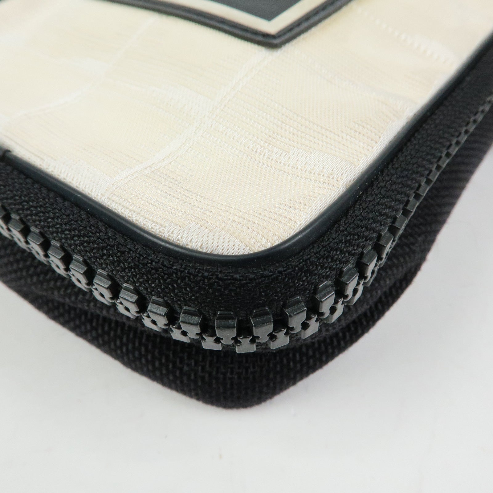 CHANEL New Travel Line Nylon Jacquard Shoulder Bag Beige Black