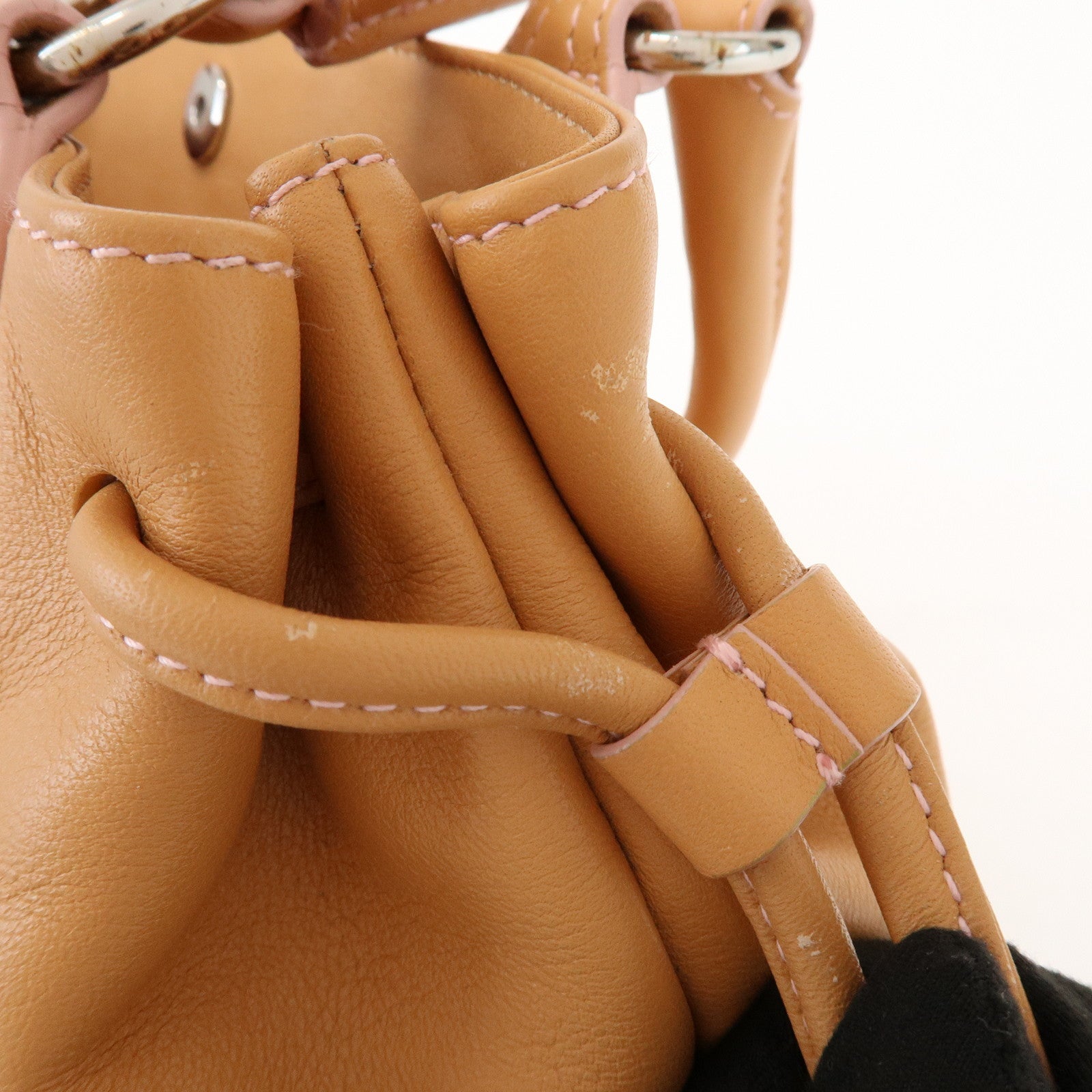 LOEWE Logo Suede Leather Hand Bag Mini Tote Bag Light Brown Beige