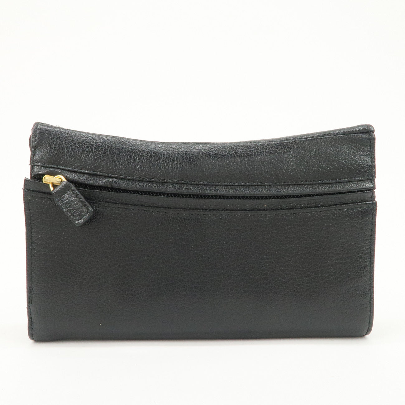 Christian Dior Leather Saddle Long Wallet Black Gold