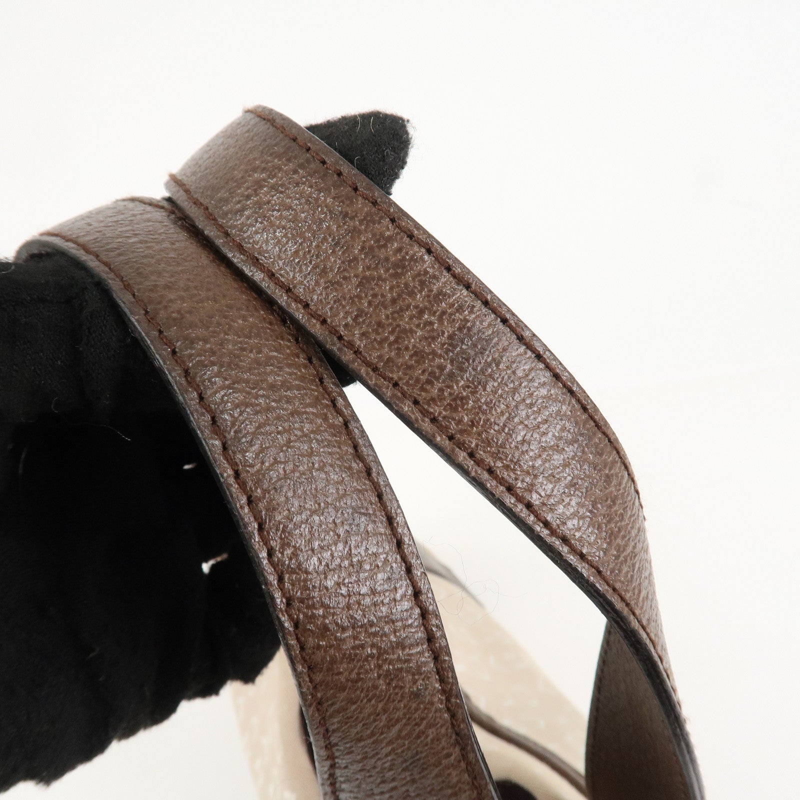 BVLGARI Logo Mania Canvas Leather Tote Bag Beige Dark Brown Silver HDW Used