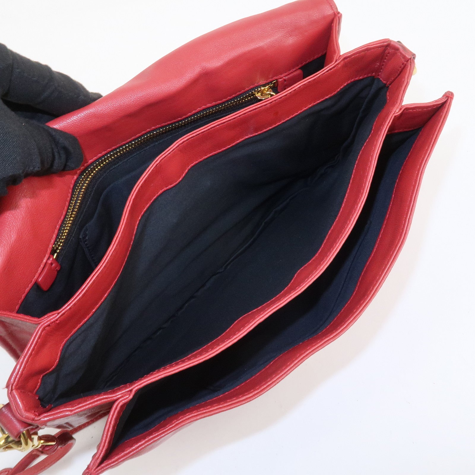 MIU MIU Logo Nappa Leather Shoulder Bag Crossbody Bag Red