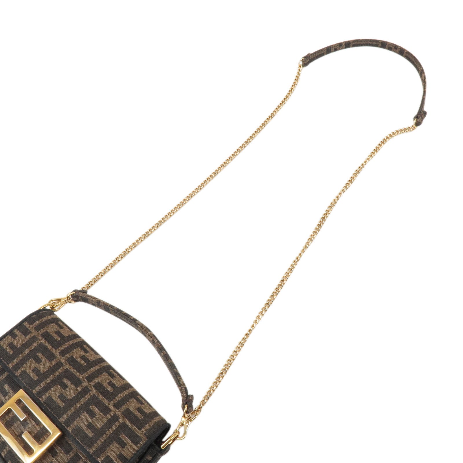 FENDI Baguette Mini Zucca Canvas 2Way Shoulder Bag Brown 8BS017