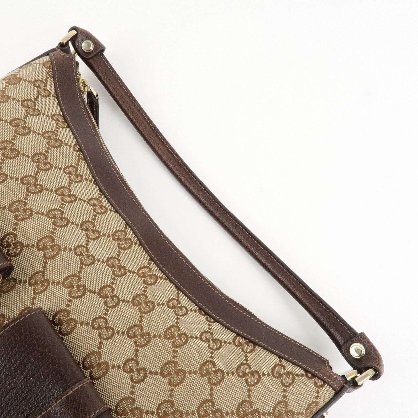 GUCCI Front Pocket Shoulder Bag Hand Bag Brown 153025