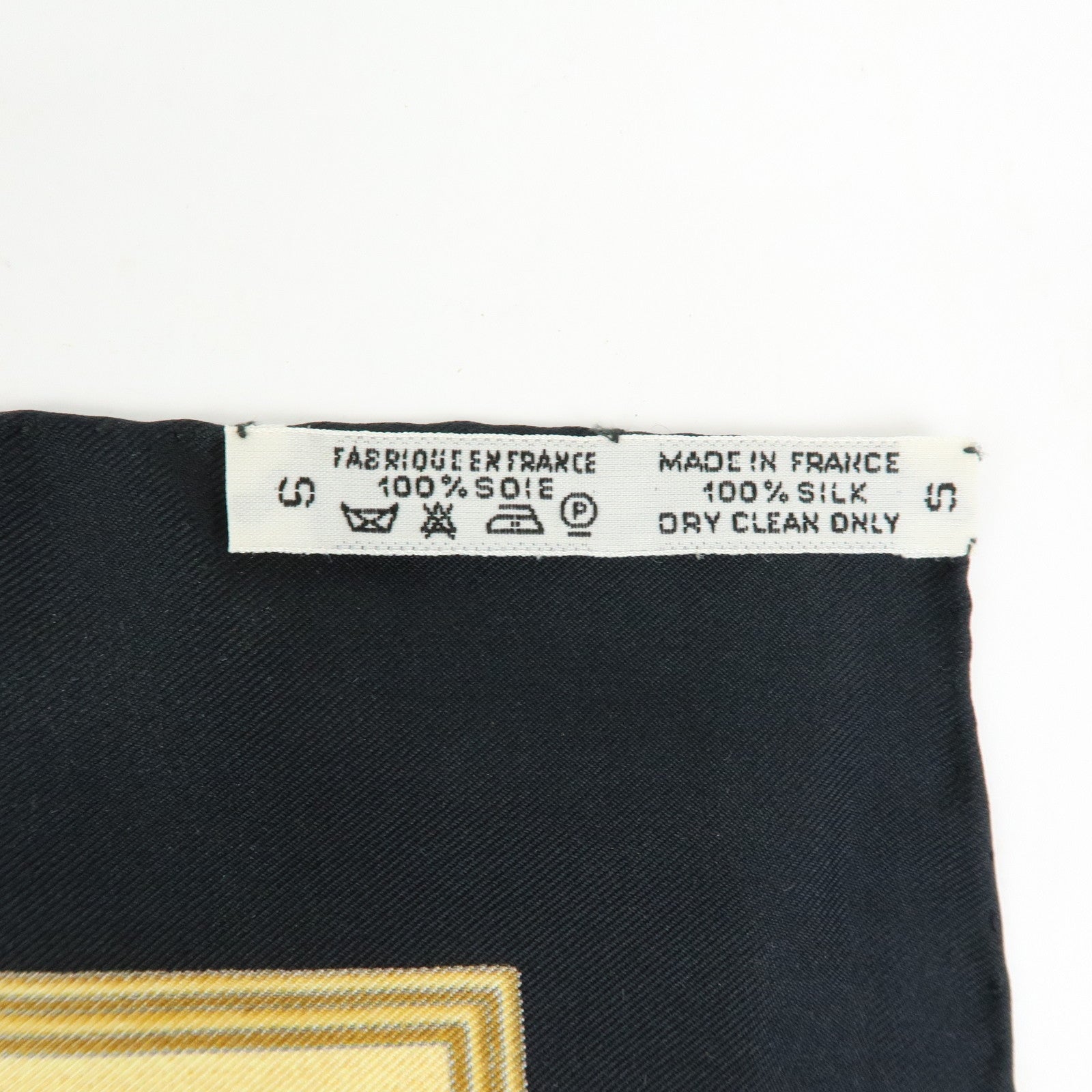 HERMES Carre 90 Silk 100% Scarf LES TUILERIES Black Gold