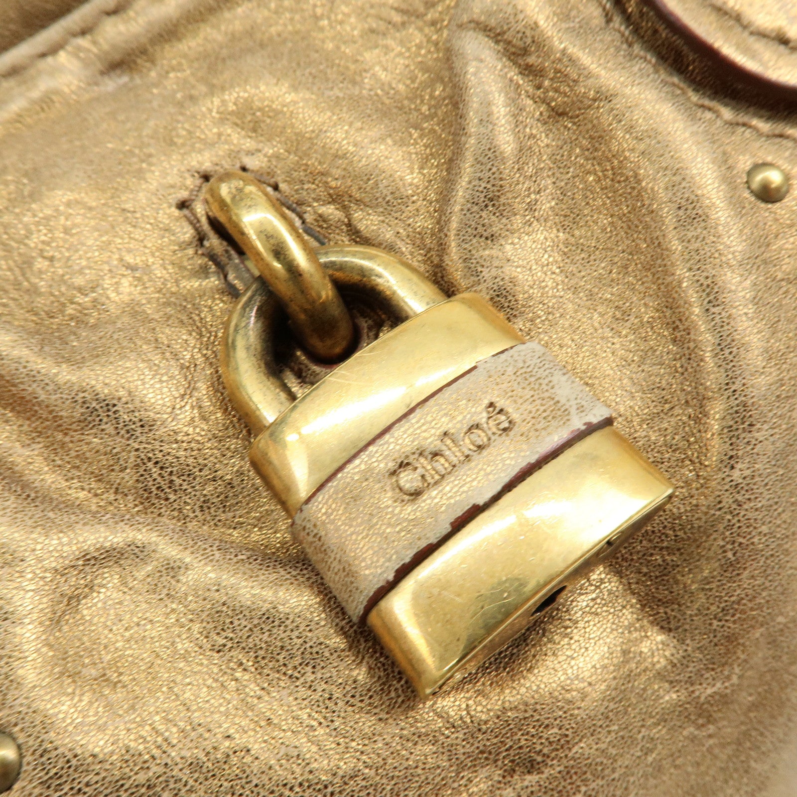 Chloe Paddington Leather Shoulder Bag Hand Bag Gold