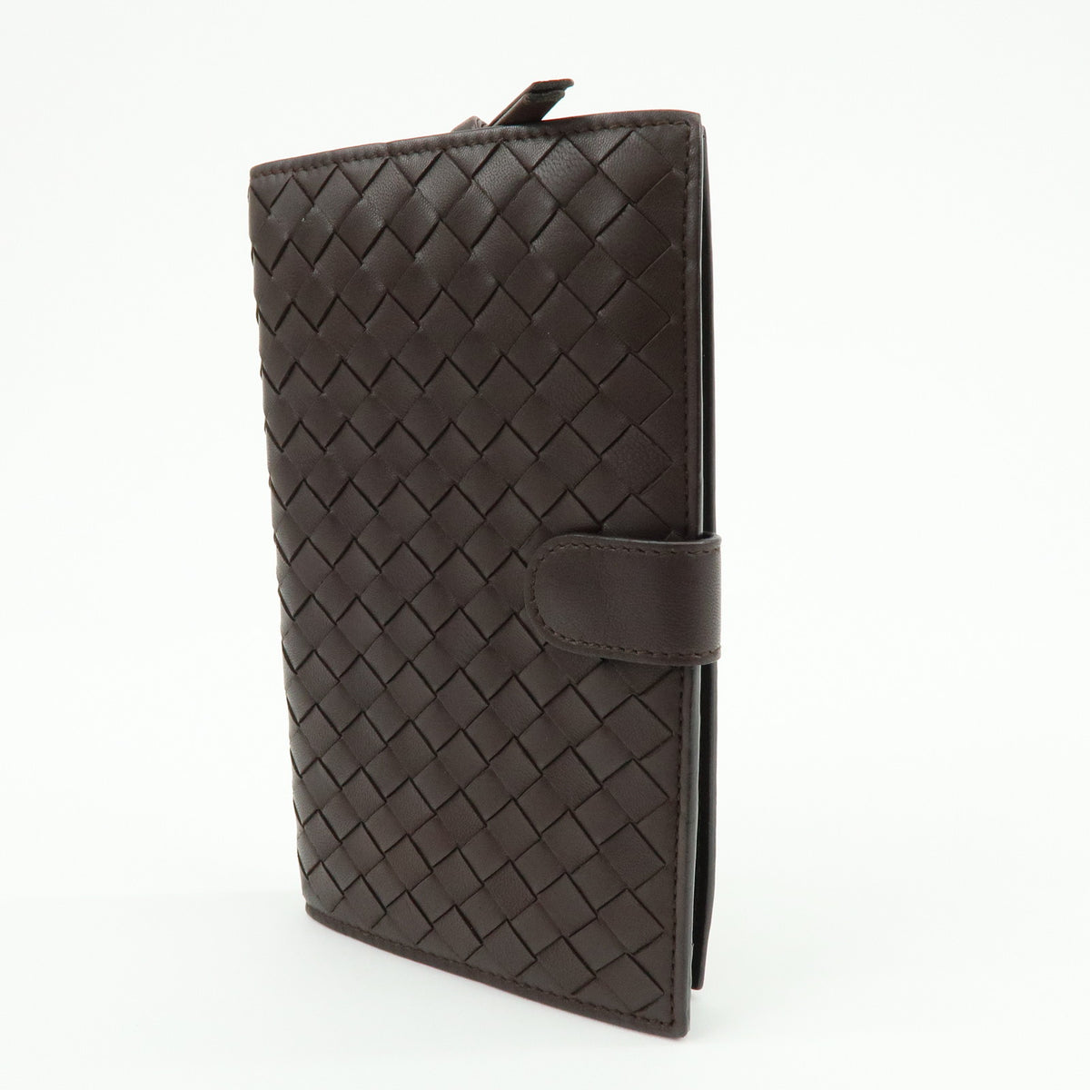 BOTTEGA VENETA Intrecciato Leather Bi-fold Long Wallet Brown 114074