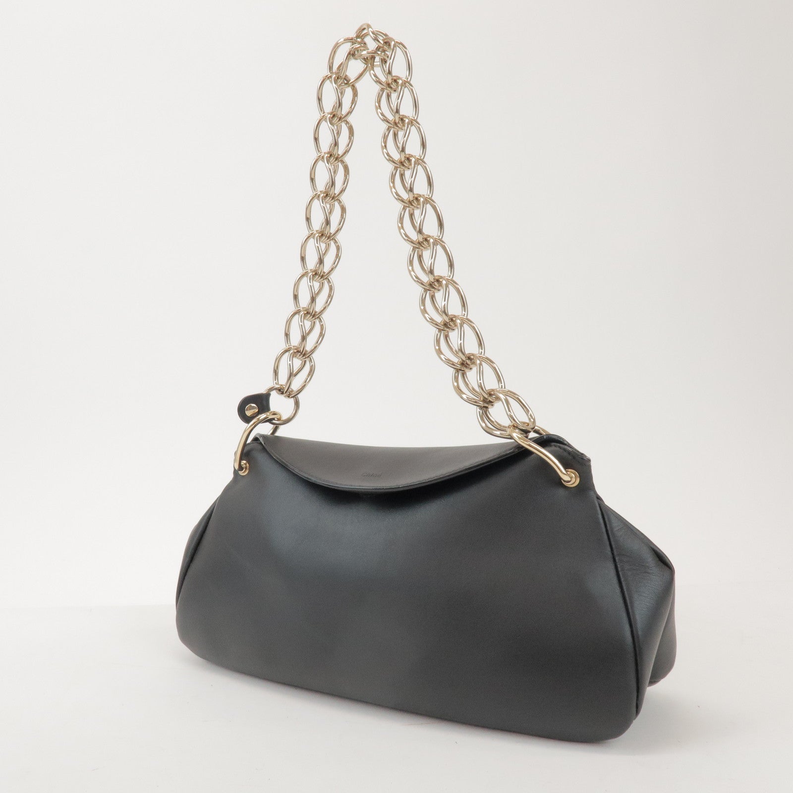 Chloe Juana Leather Chain Shoulder Bag Hand Bag Black