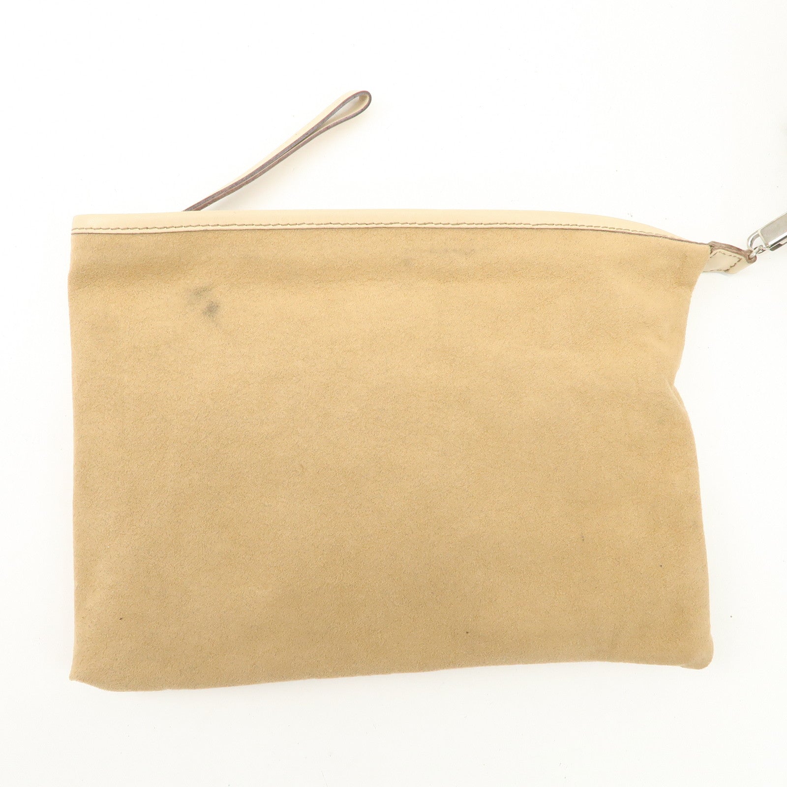 Ferragamo Gancini Vinyl Tote Bag Hand Bag Beige Khaki Silver HDW Used