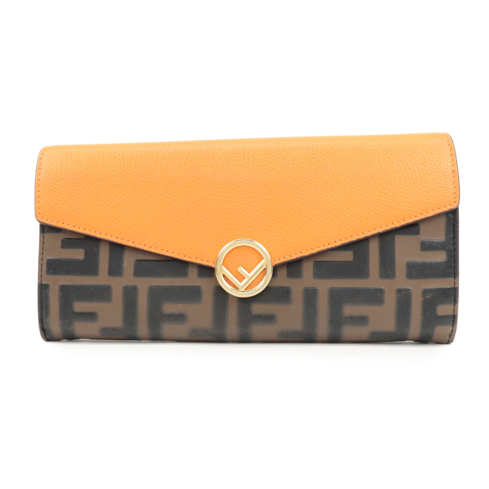 FENDI Zucca Baguette Continental Wallet 8M0251 Brown Orange 8M0251 Used