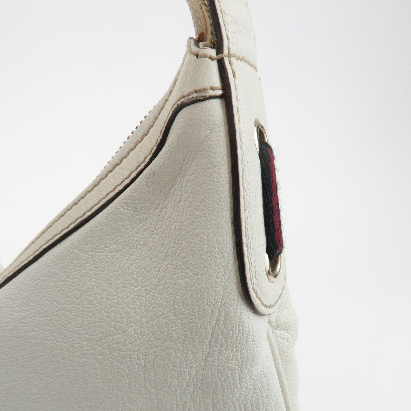 GUCCI Sherry Princy Leather Shoulder Bag White 162882 Used