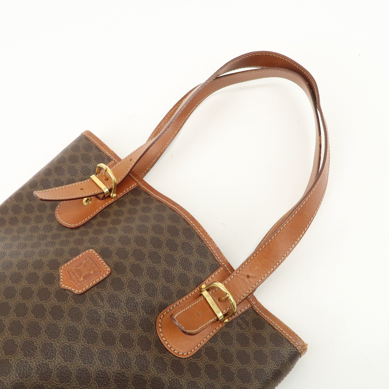 CELINE Macadam PVC Leather Shoulder Bag Tote Bag Brown