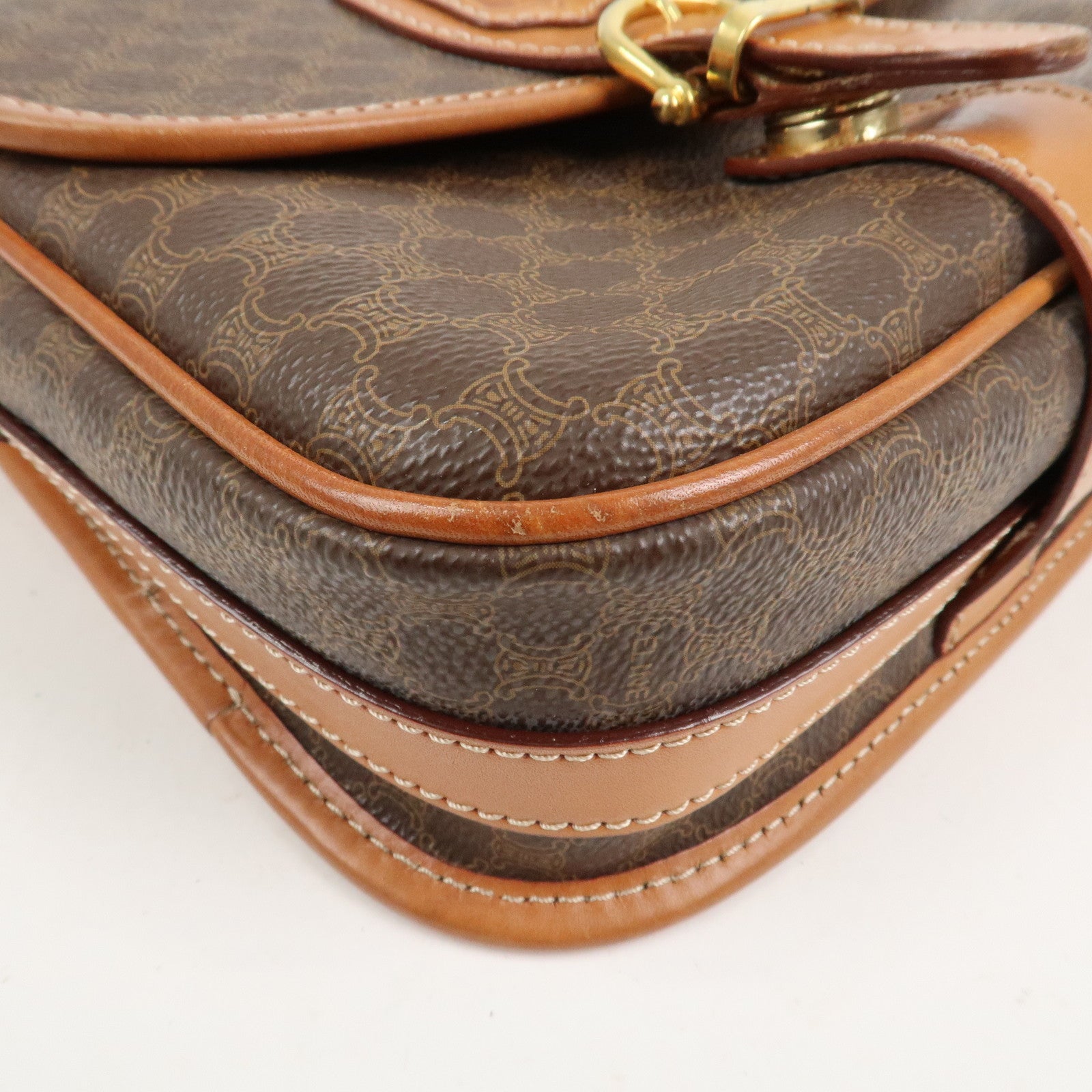 CELINE Macadam PVC Leather Shoulder Bag Brown