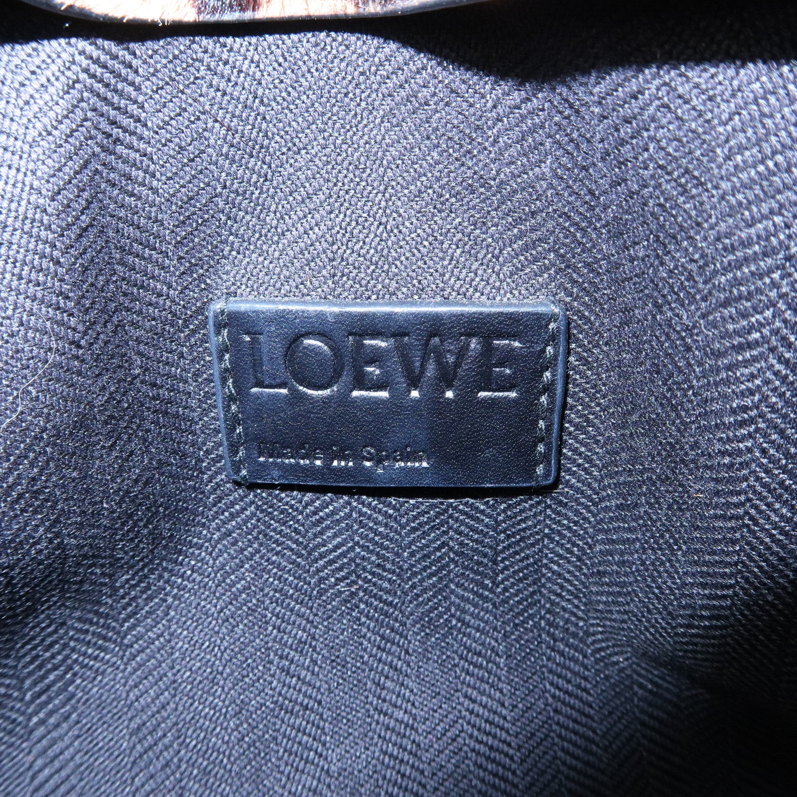 LOEWE Unborn Calf Leather Shoulder Bag Leopard Brown Black