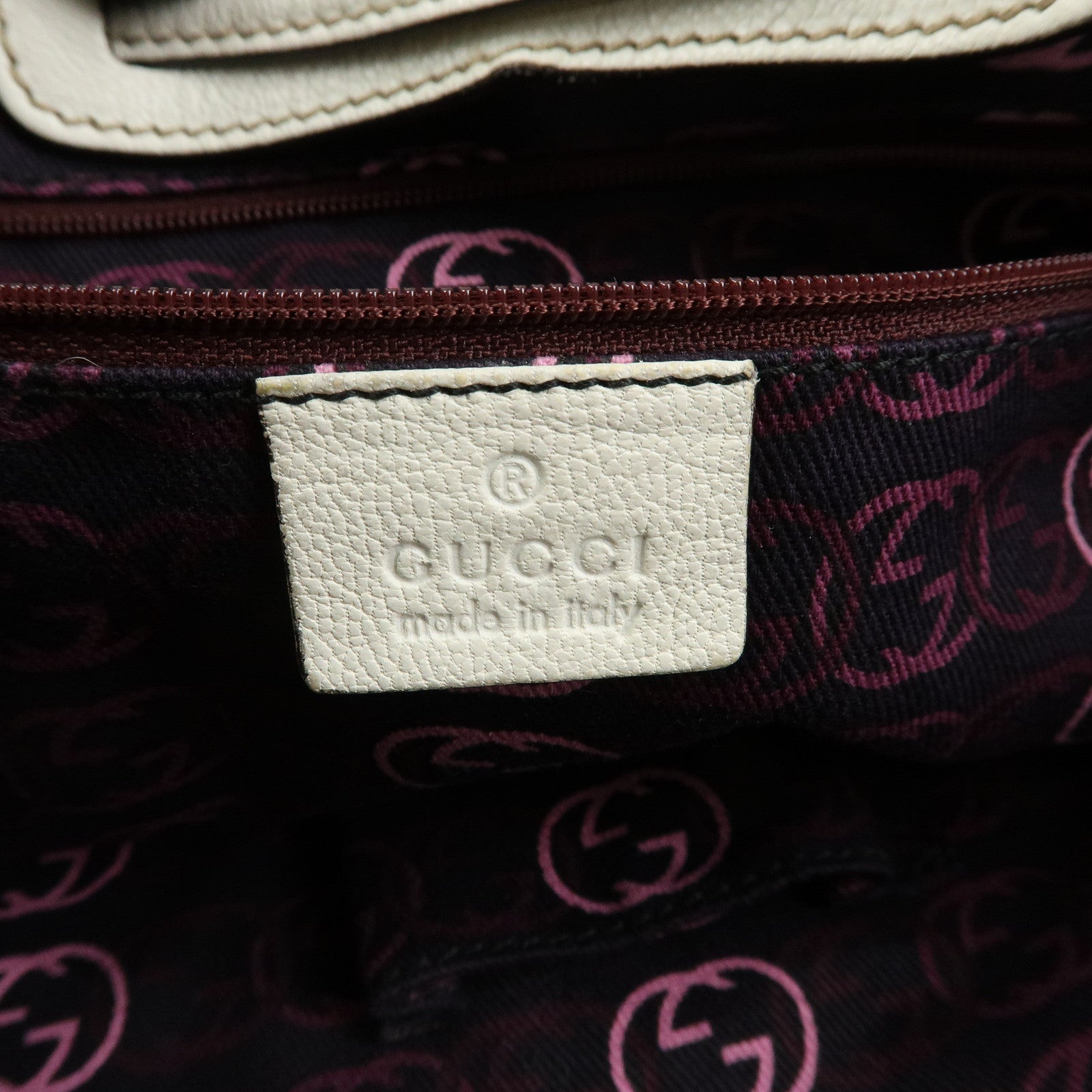 GUCCI Sherry Princy Leather Shoulder Bag Hand Bag White 162882