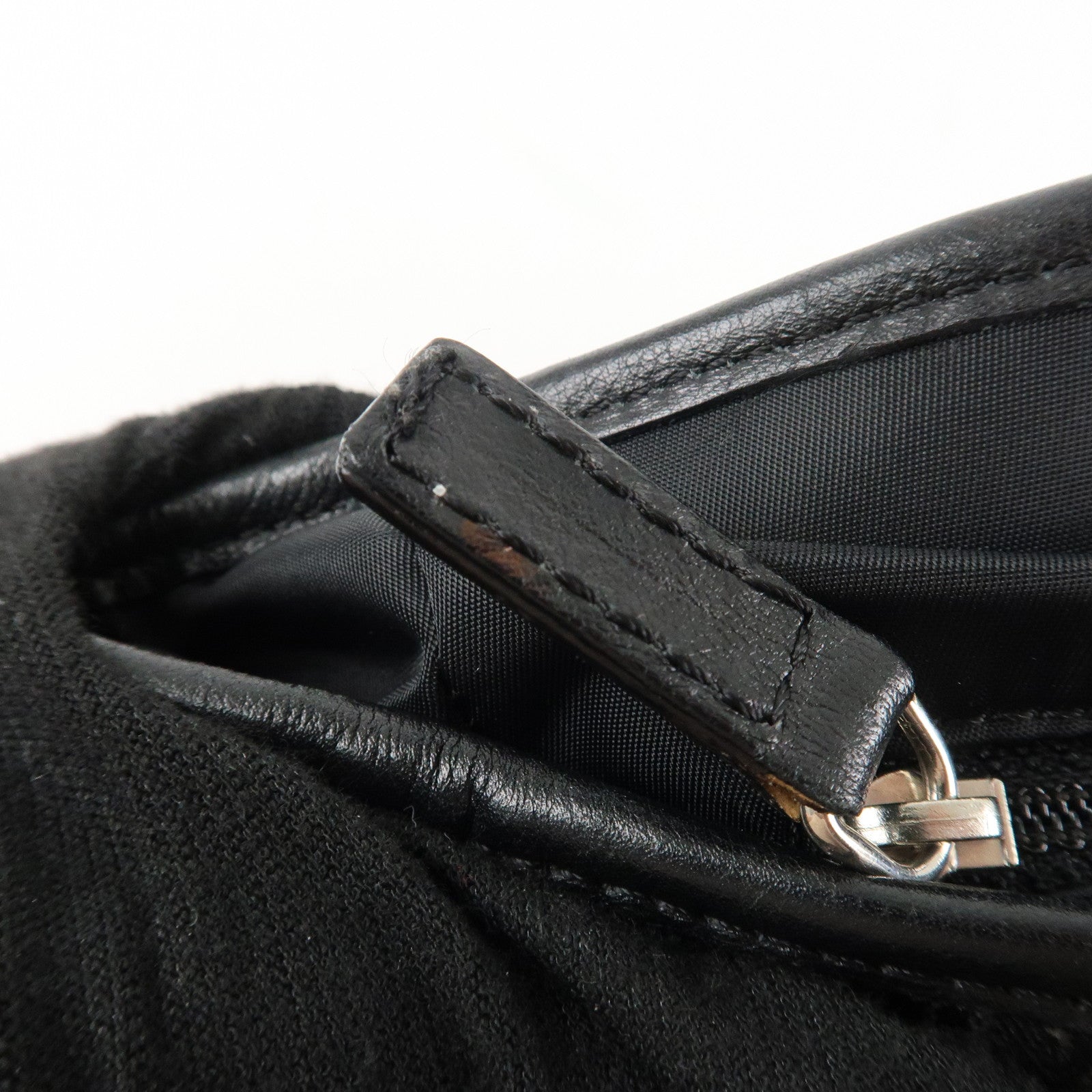 Christian Dior Trotter Leather Canvas Tote Bag Shoulder Bag Black Used