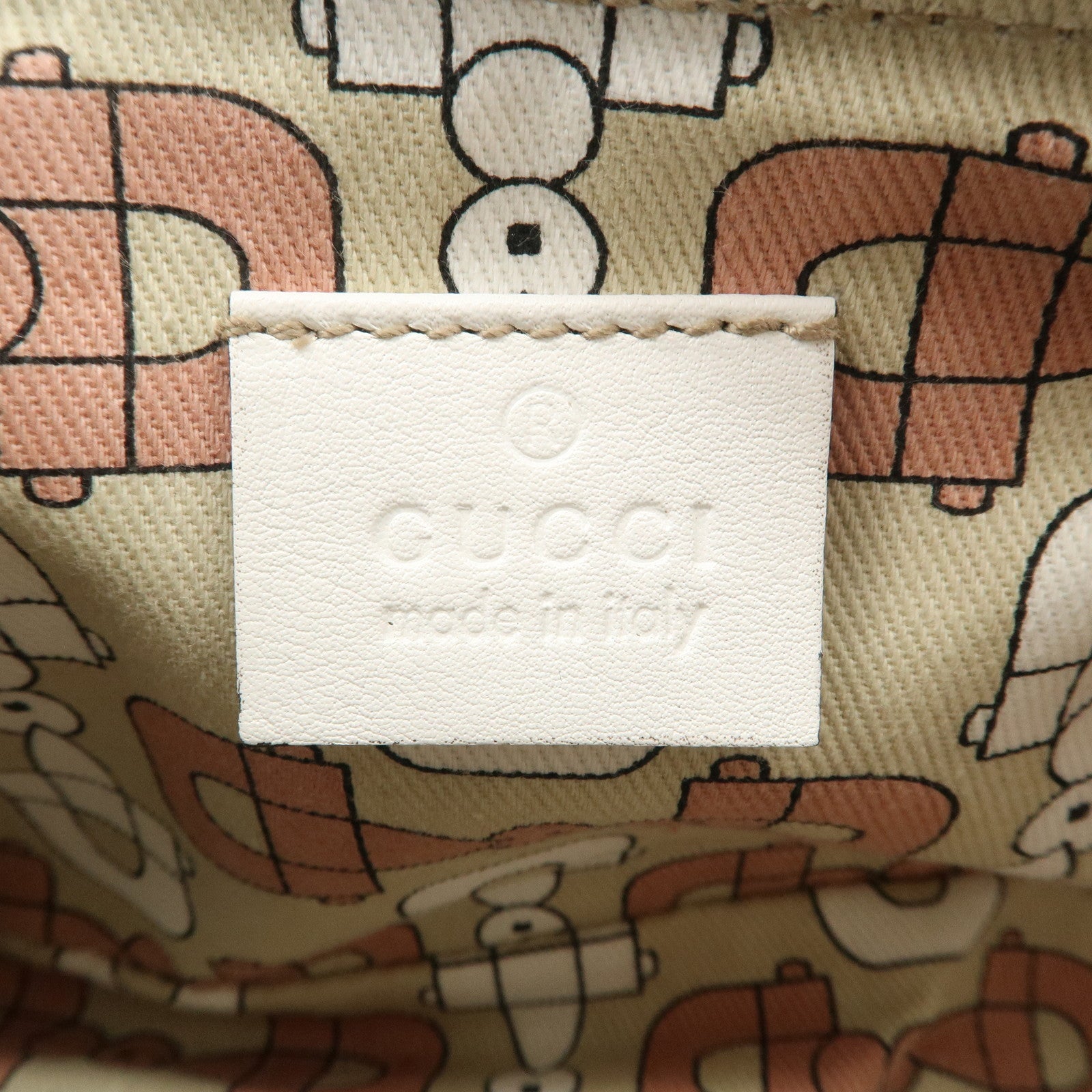 GUCCI GG Canvas Leather Hand Bag Accessory Pouch Beige Ivory 154432 Used