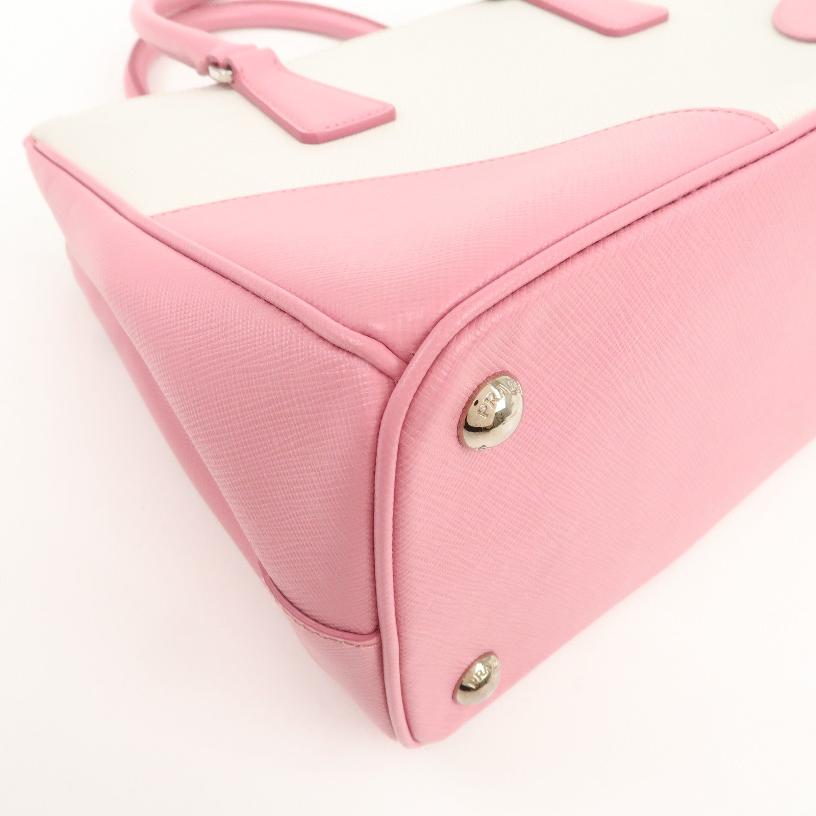 PRADA CITY CALF Triangle Logo Saffiano Leather 2Way Bag Pink B2863K