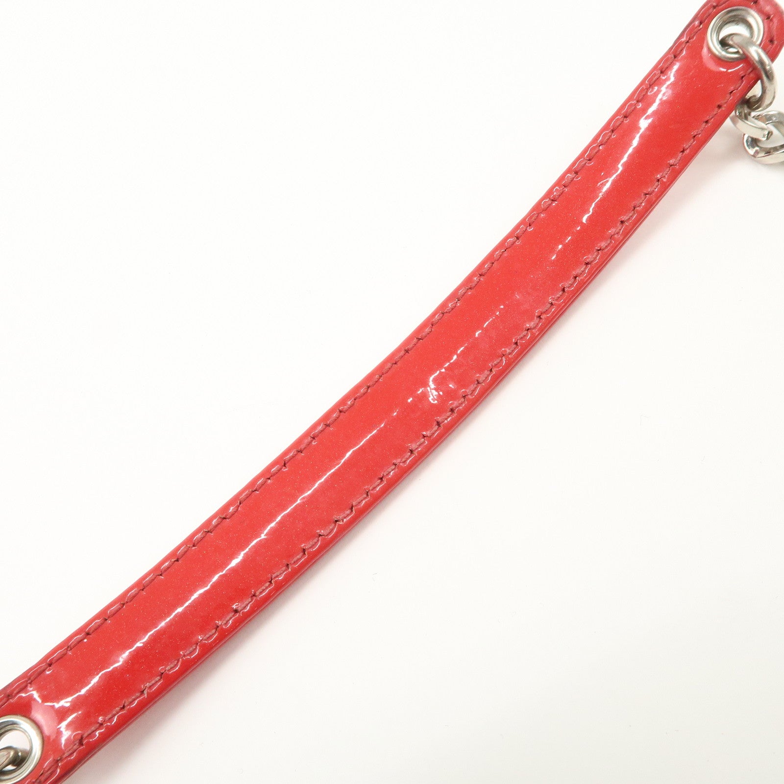 Christian Dior Cannage Patent Leather Chain Shoulder Bag COW Red Used