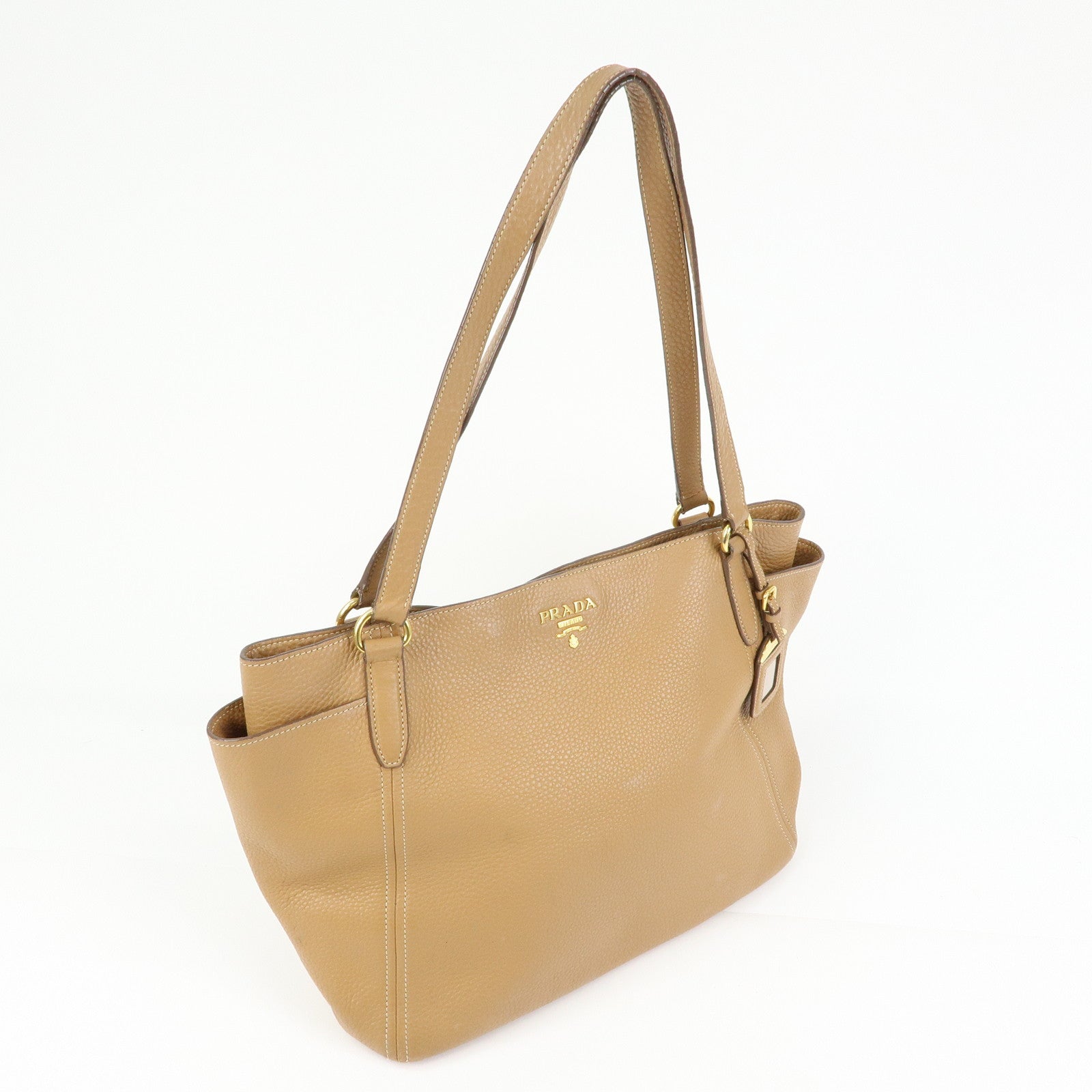 PRADA Vitello Daino Leather Tote Bag Shoulder Bag Brown BR4970