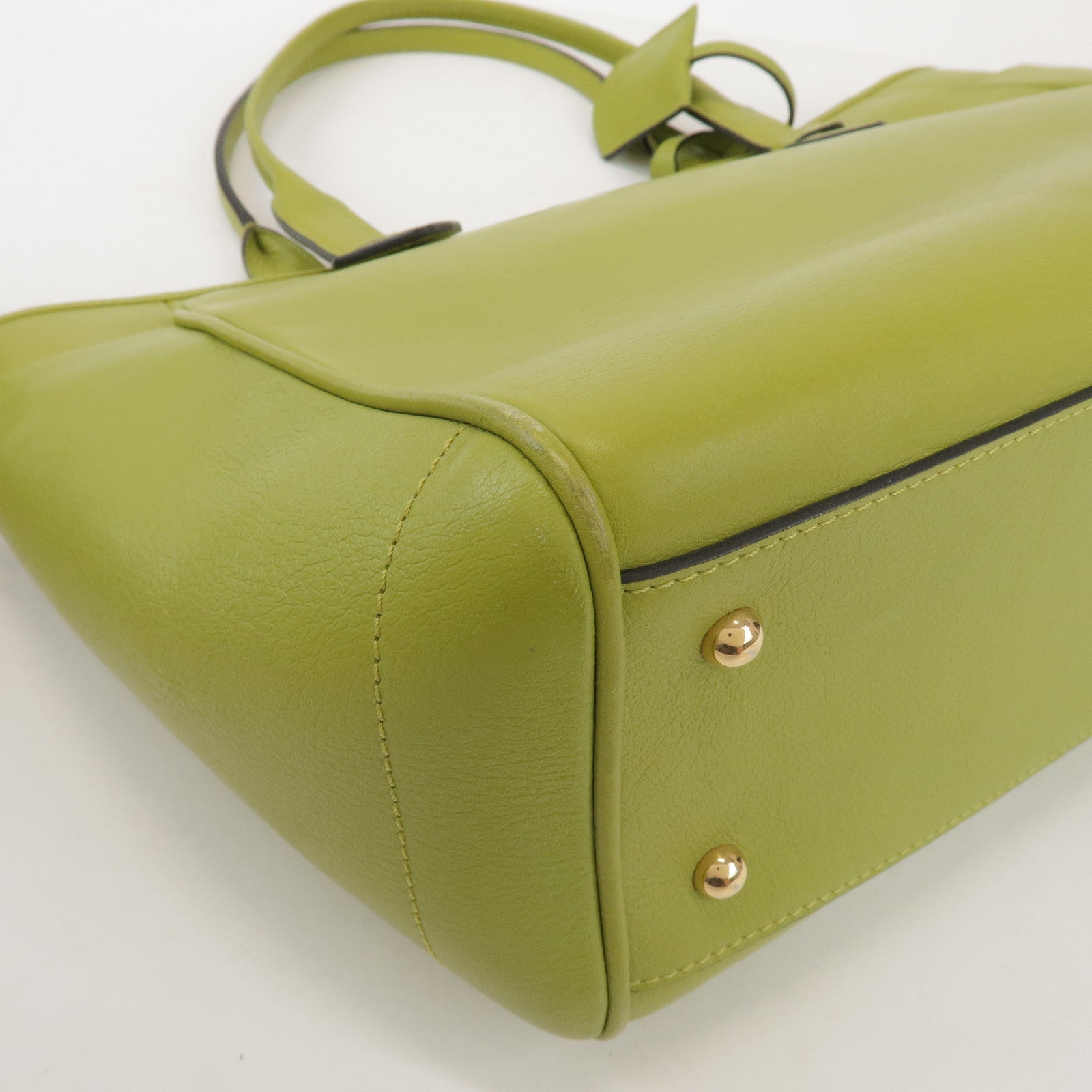LOEWE Heritage Calf Leather Tote Bag Shoulder Bag Light Green