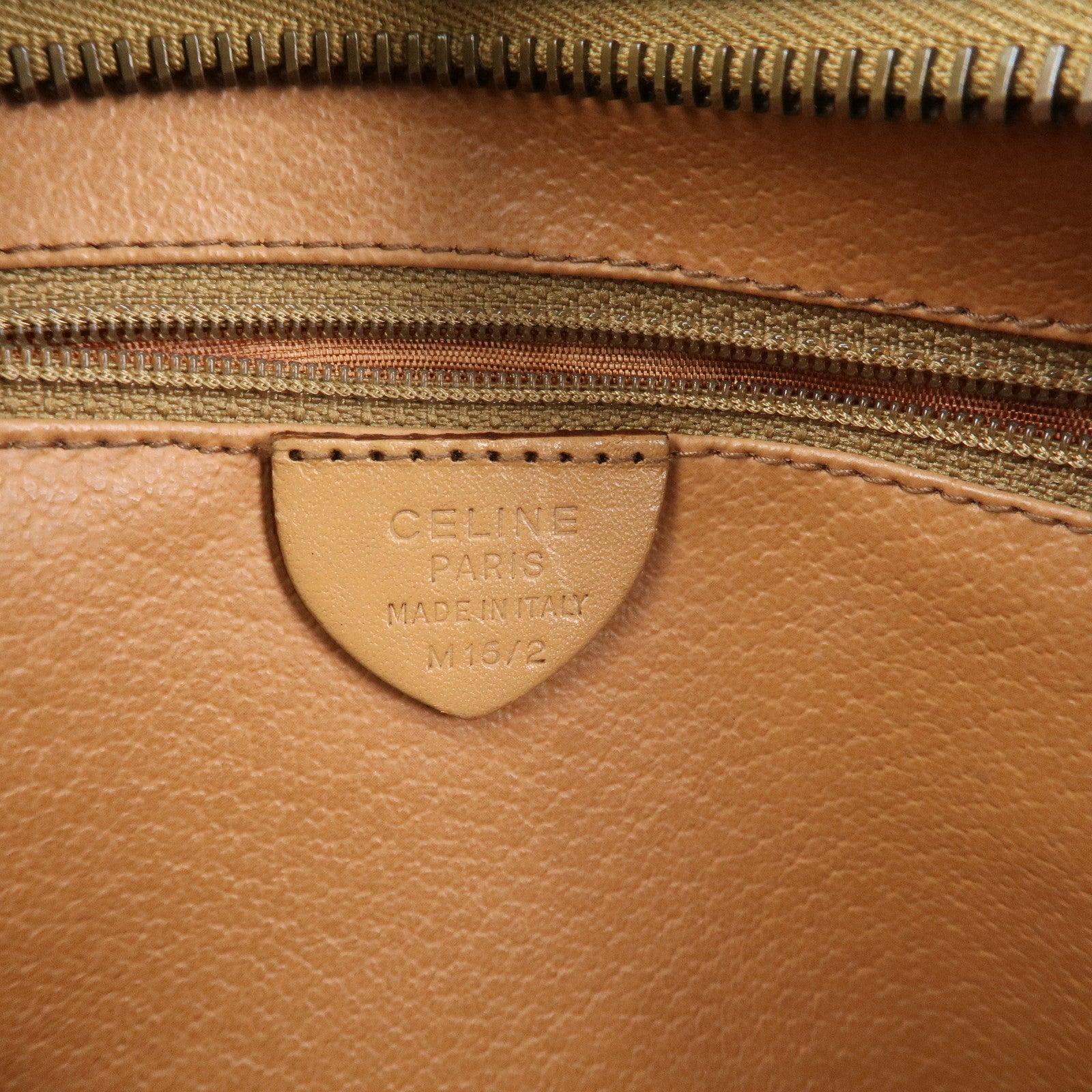 CELINE Macadam Leather Shoulder Bag Beige Brown Gold Hardware