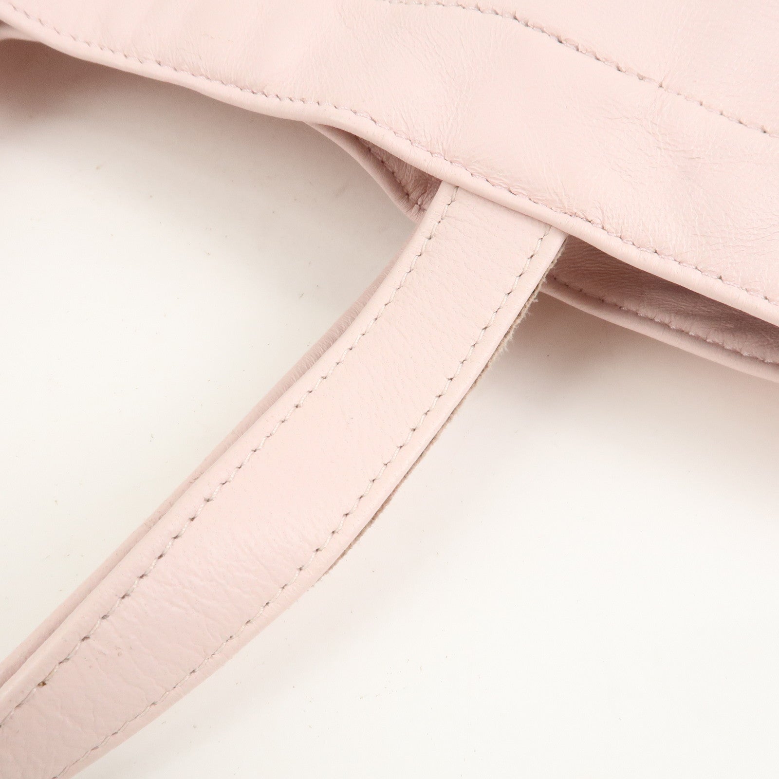 VALENTINO Leather Ribbon Motif Tote Bag Hand Bag Shoulder Bag Pink