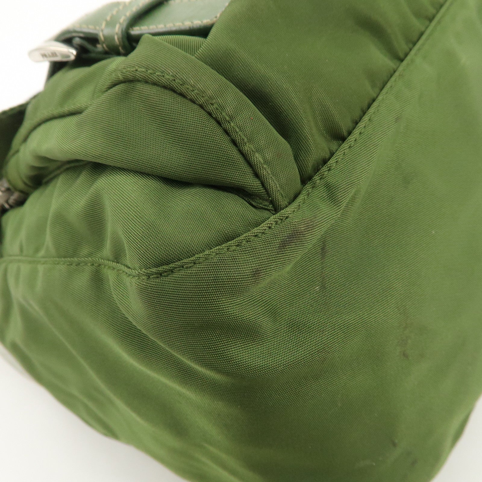 PRADA Triangle Logo Nylon Shoulder Bag Crossbody Bag Green Used