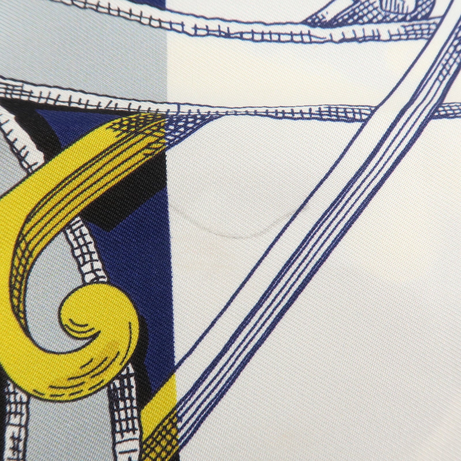 HERMES Maxi Twilly Silk 100% Scarf L'INSTRVCTION DV ROY Blue White
