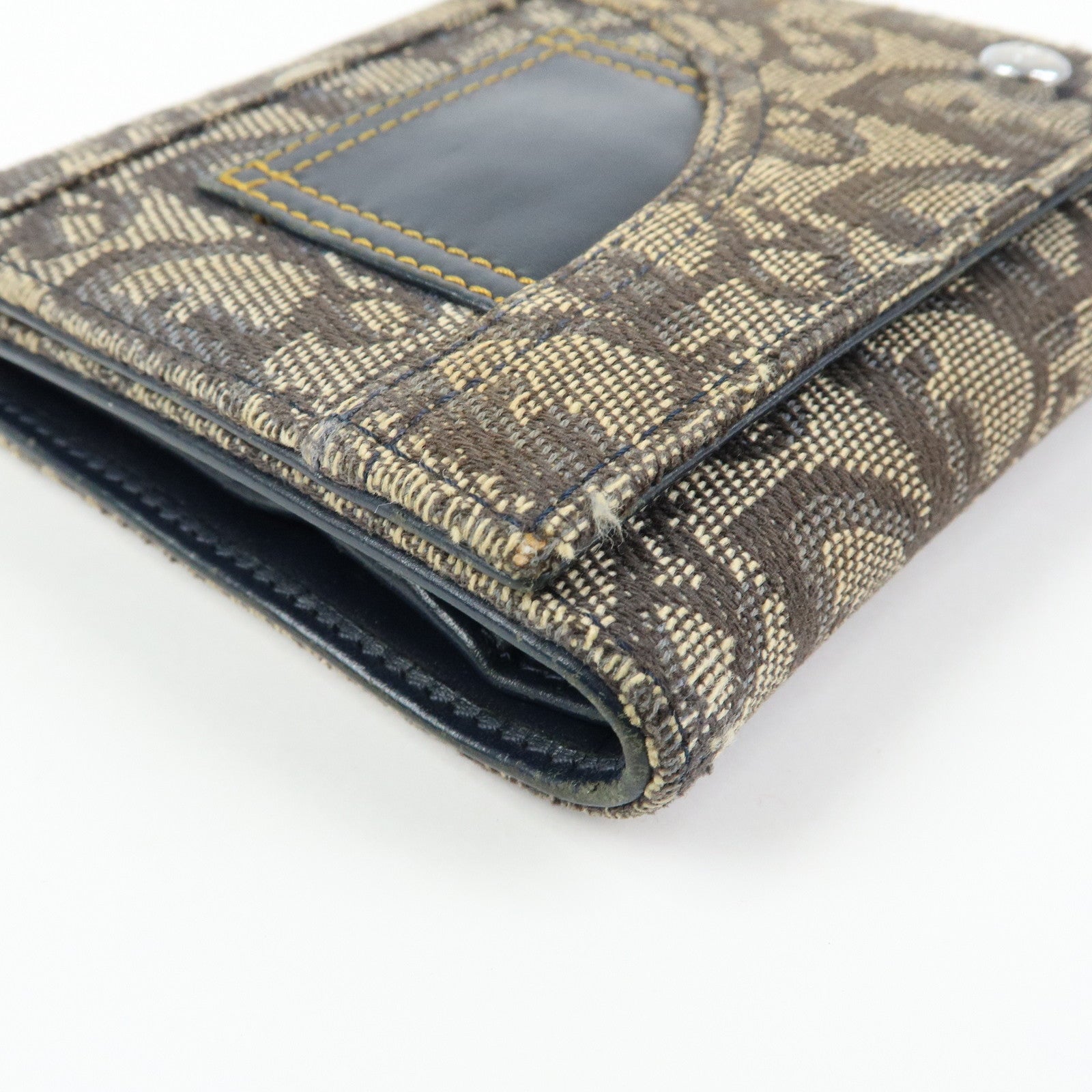 Christian Dior Trotter Lot of 2 Jacquard Canvas Leather Wallet Charm