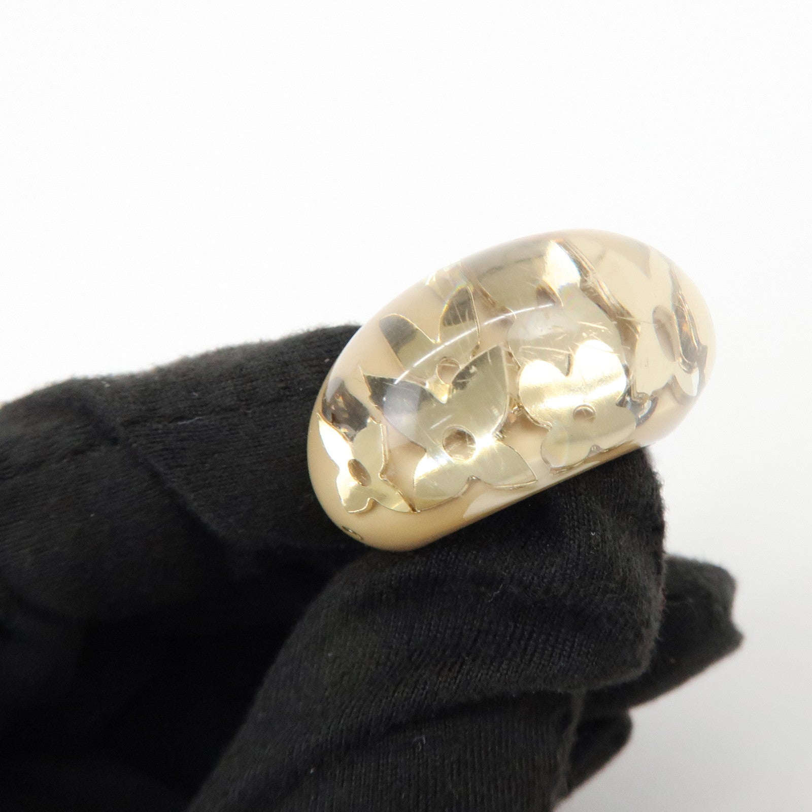 Louis Vuitton Burg Inclusion Resin Ring Beige Gold US6.5 M65311