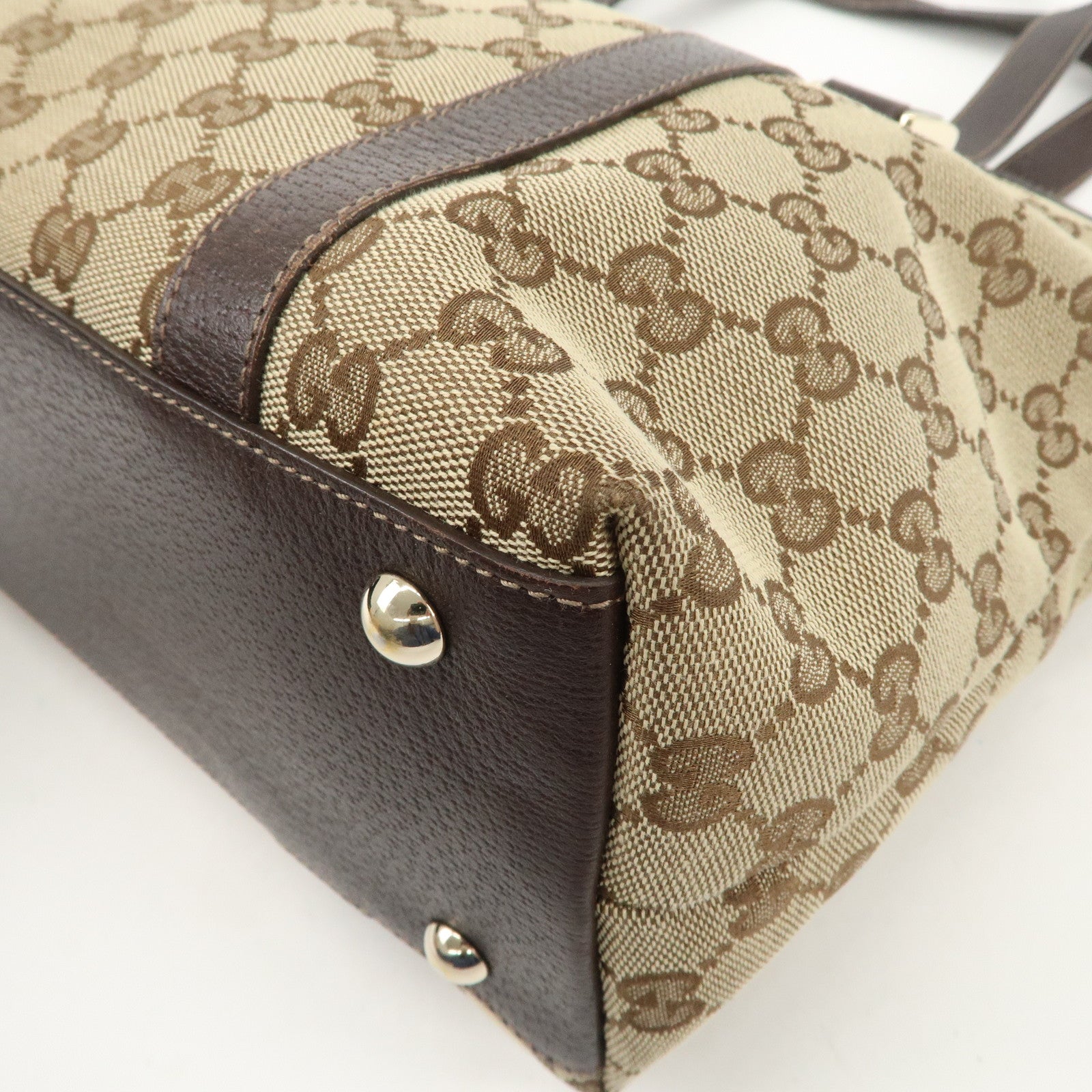 GUCCI Abbey GG Canvas Leather Shoulder Hand Bag Beige Brown 141470 Used