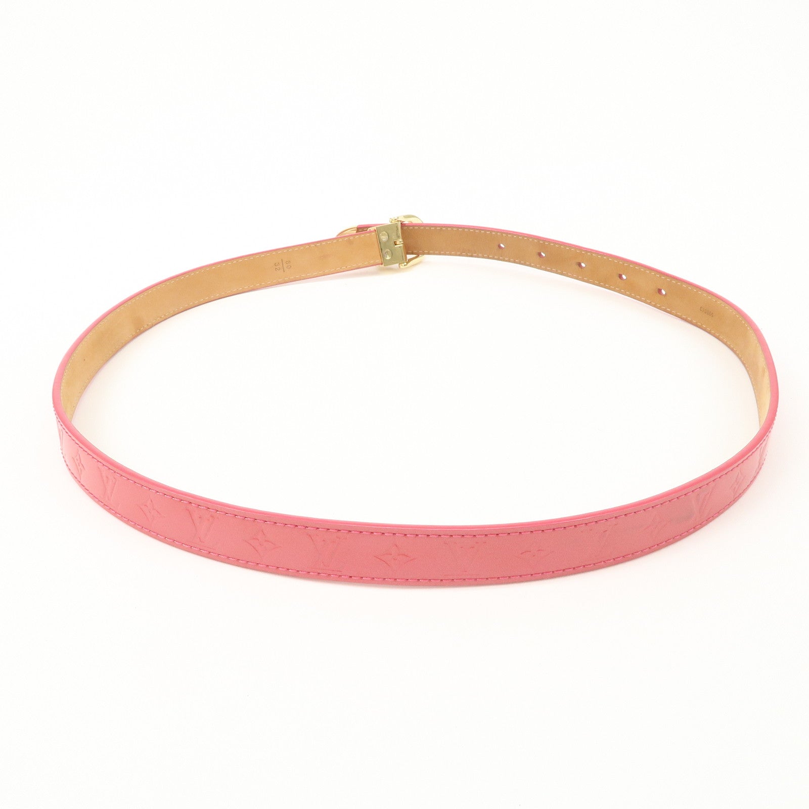 Louis Vuitton Monogram Vernis Leather Ceinture Belt 80/32 Framboise M9798