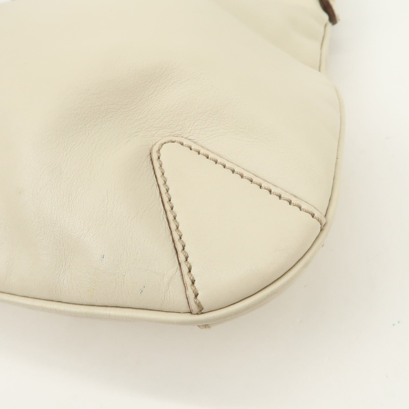 GUCCI Horsebit Leather Shoulder Bag Hand Bag Ivory 145826