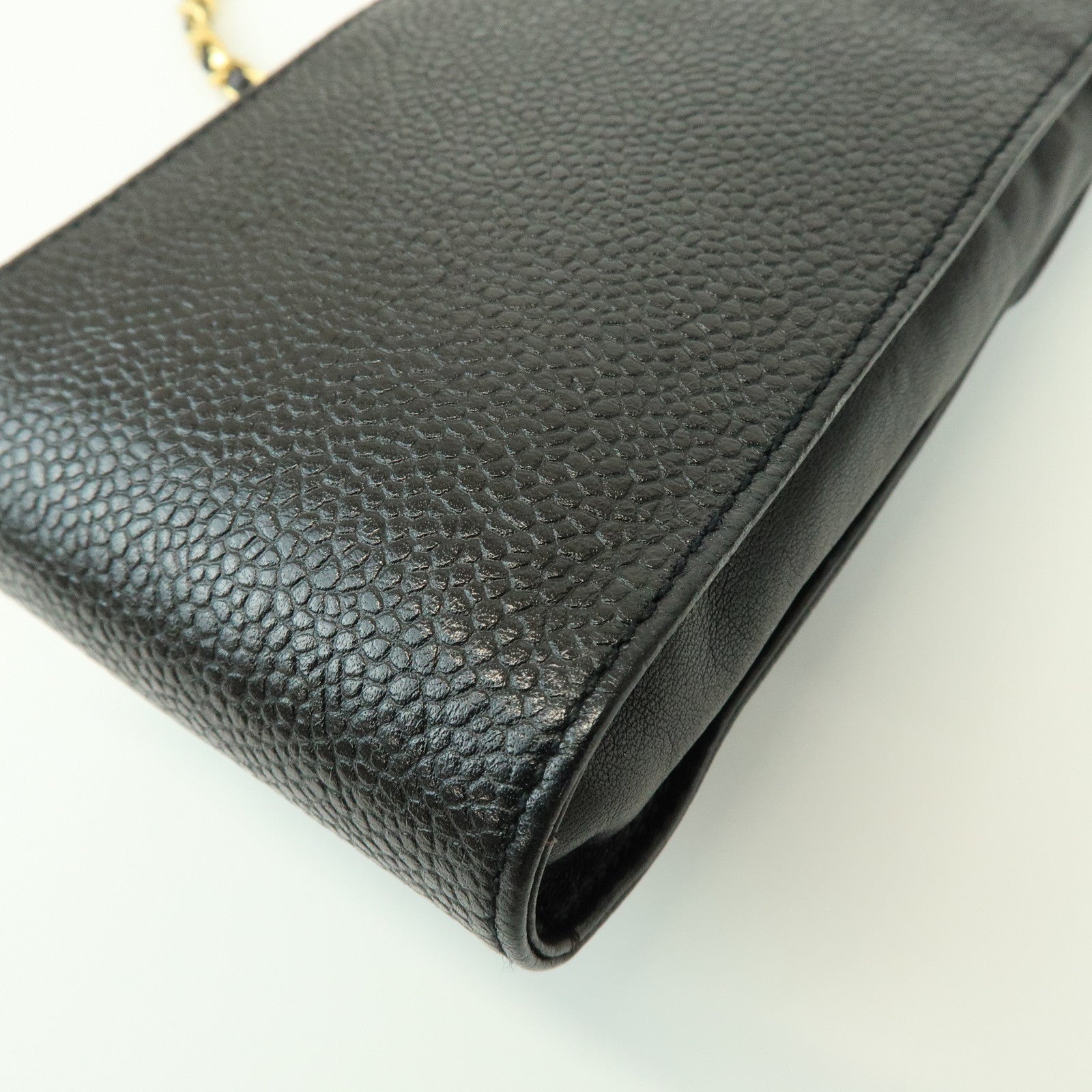 CHANEL COCO Mark Caviarskin Chain Shoulder Phone Case Black