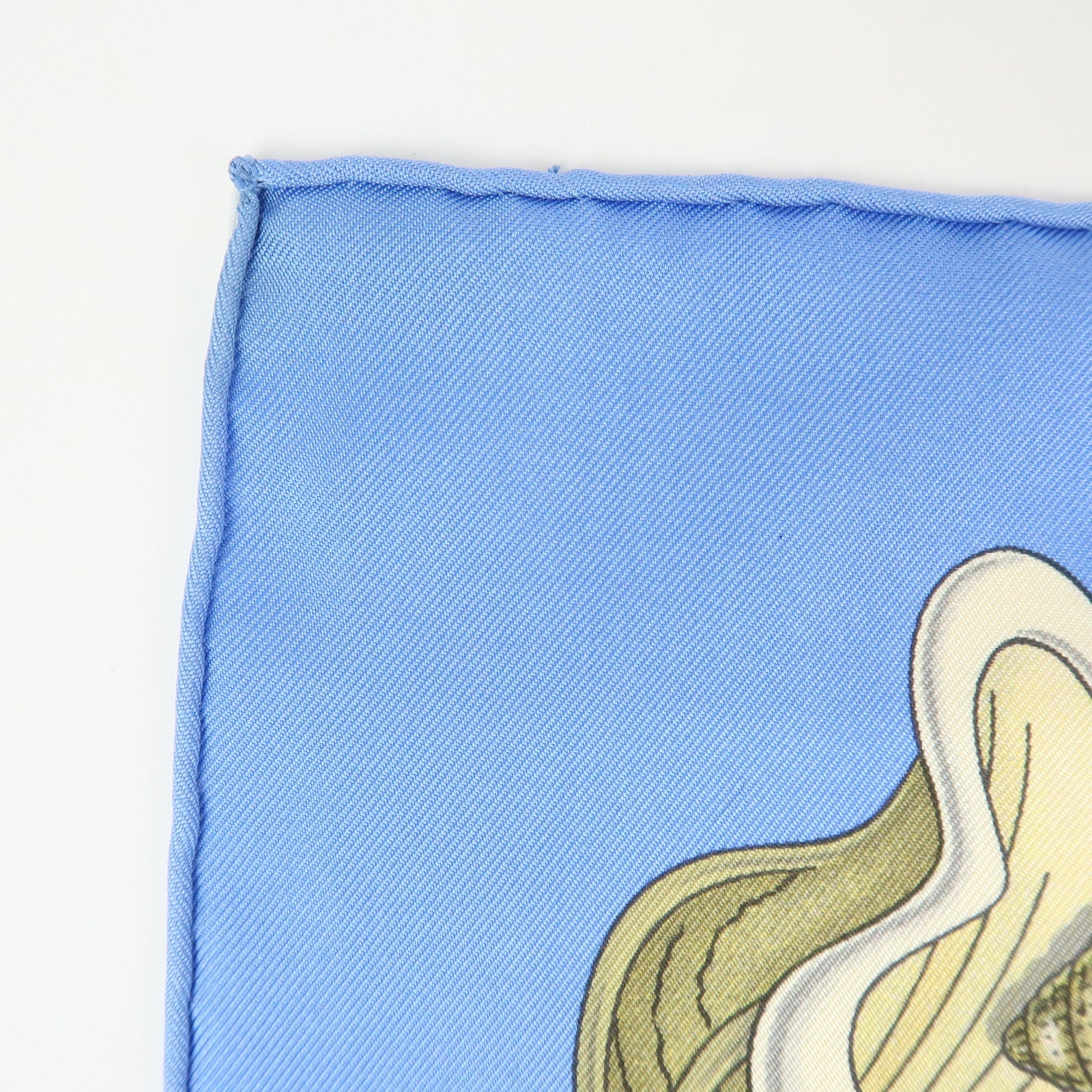 HERMES Carre 90 Silk 100% Scarf L'AIR MARIN Ship Print Blue Ivory