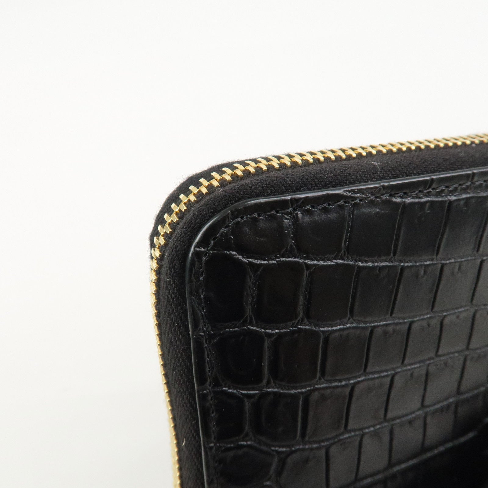 SAINT LAURENT Logo Emboss Leather Zippy Long Wallet Black