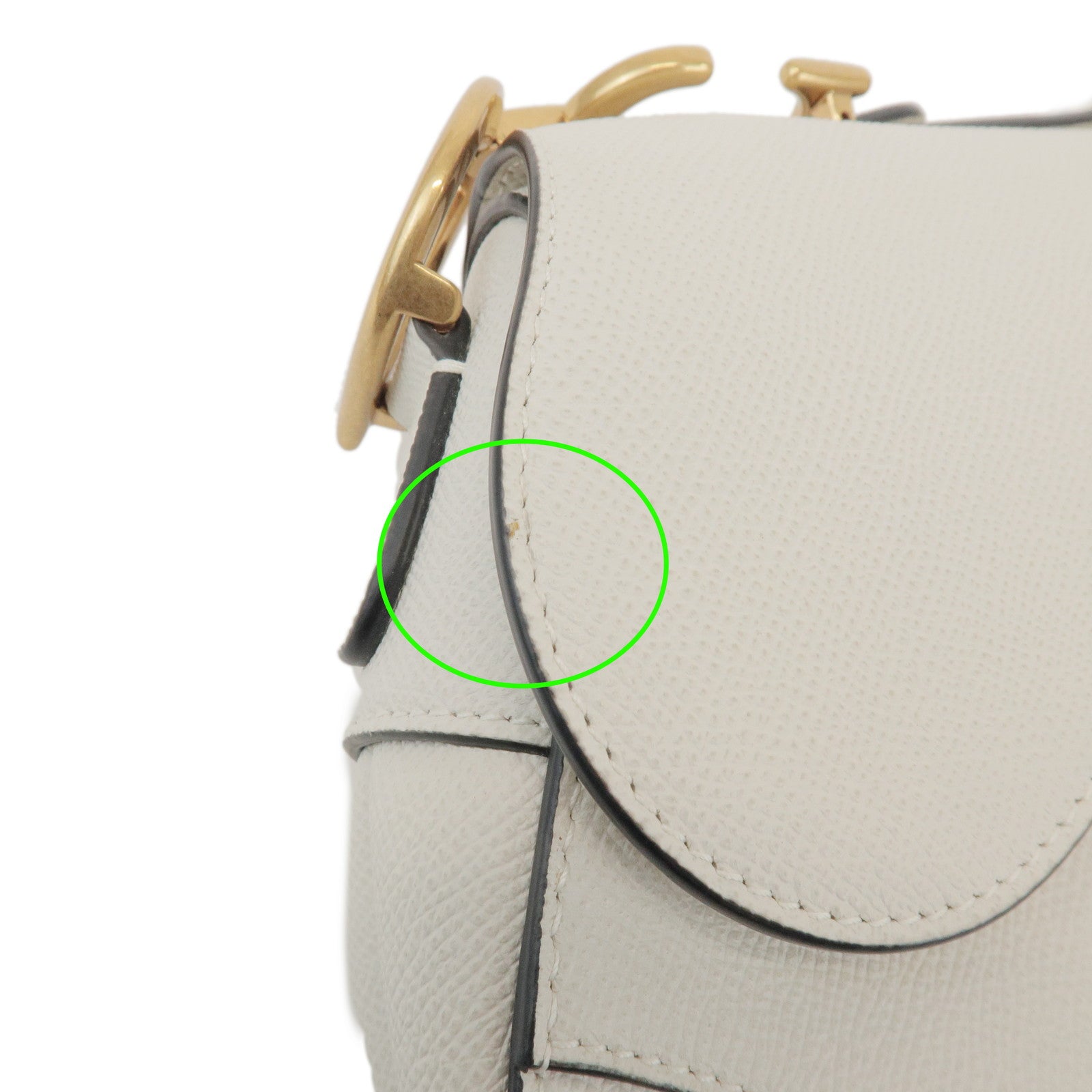 Christian Dior Leather Saddle Bag Hand Bag Shoulder Bag White